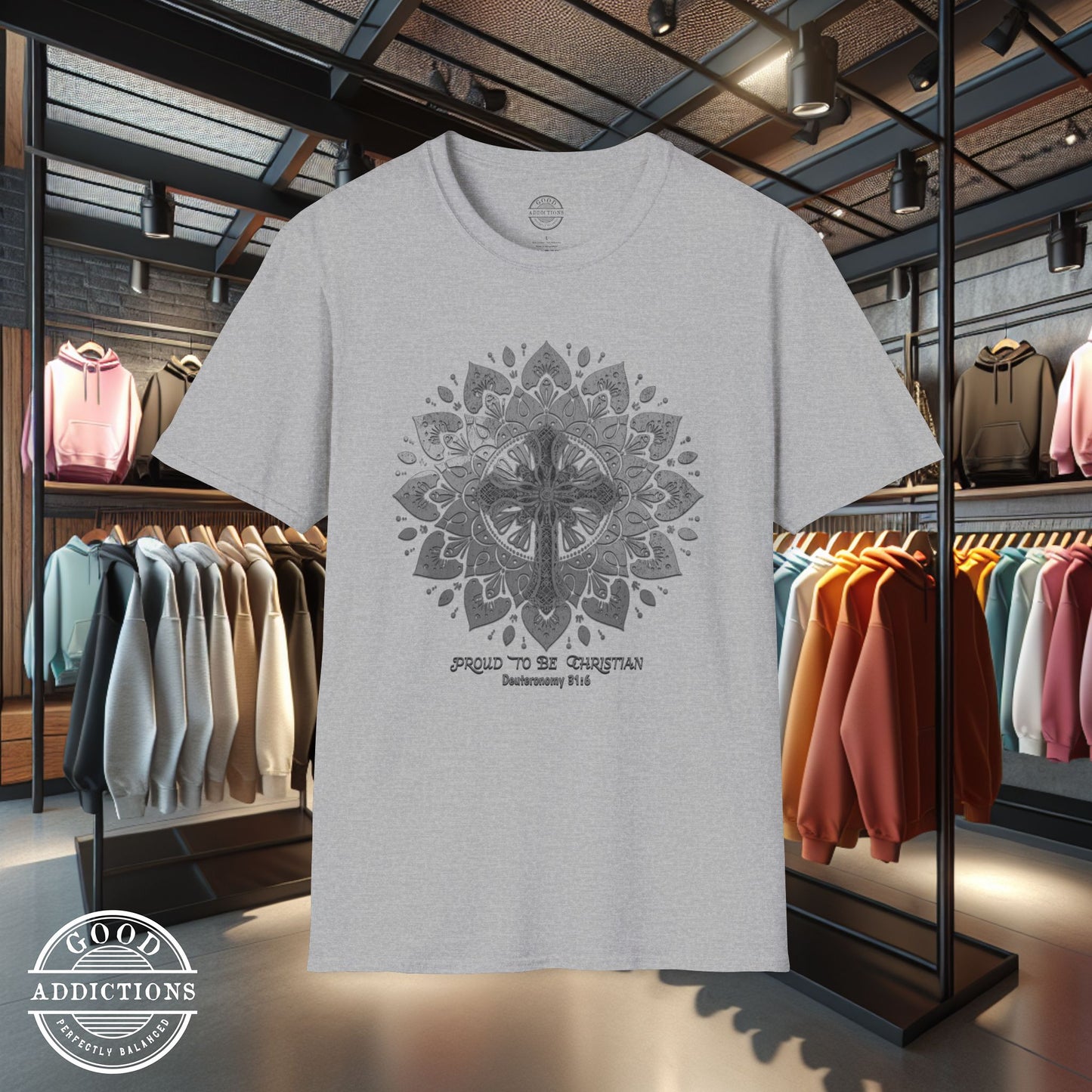Proud to Be Christian T-Shirt – Faith Mandala Graphic Tee for Spiritual Strength & Everyday Inspiration