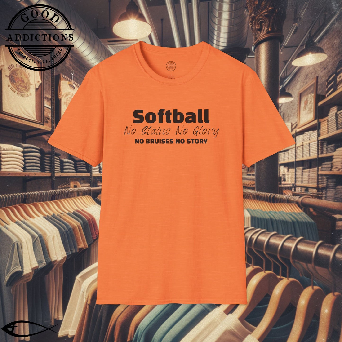 No Stains No Glory T-Shirt – “No Bruises No Story” Softball Tee for Players, Hustlers & Diamond Queens