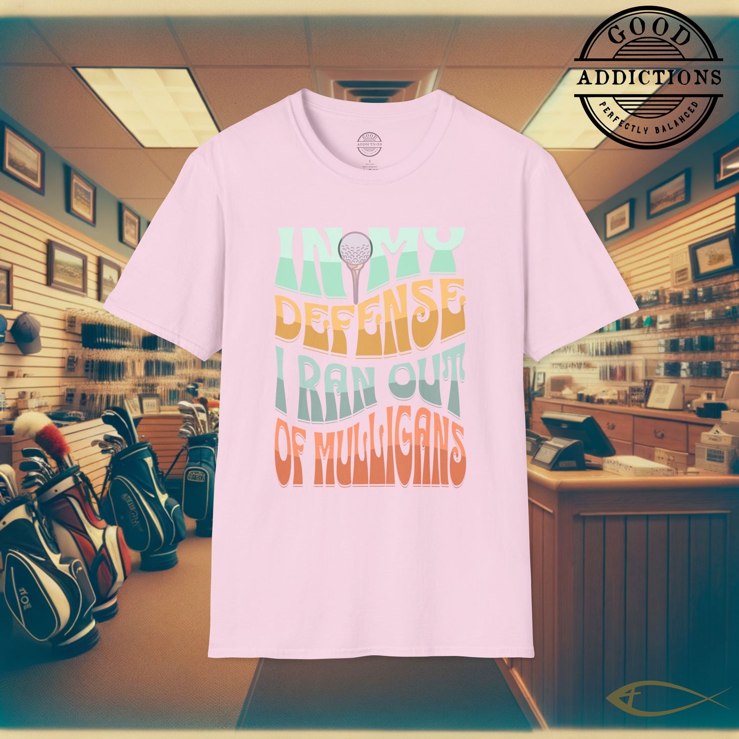 In My Defense I Ran Out of Mulligans T-Shirt – “Funny Golf Excuse” Tee for Weekend Hackers, Golf Bros & Casual Players