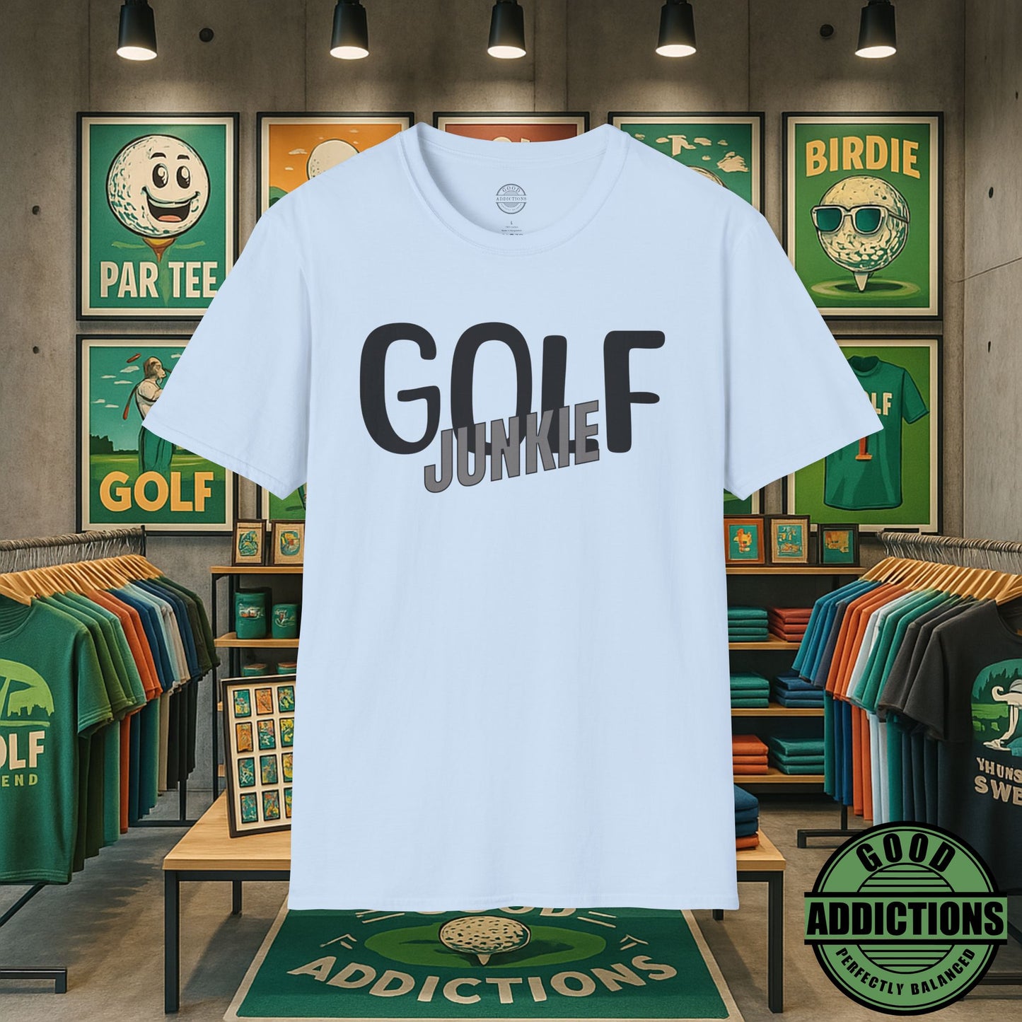 Golf Junkie T-Shirt – “Fairway Obsessed” Good Addictions Tee for Golfers, Weekend Warriors & Tee Time Addicts
