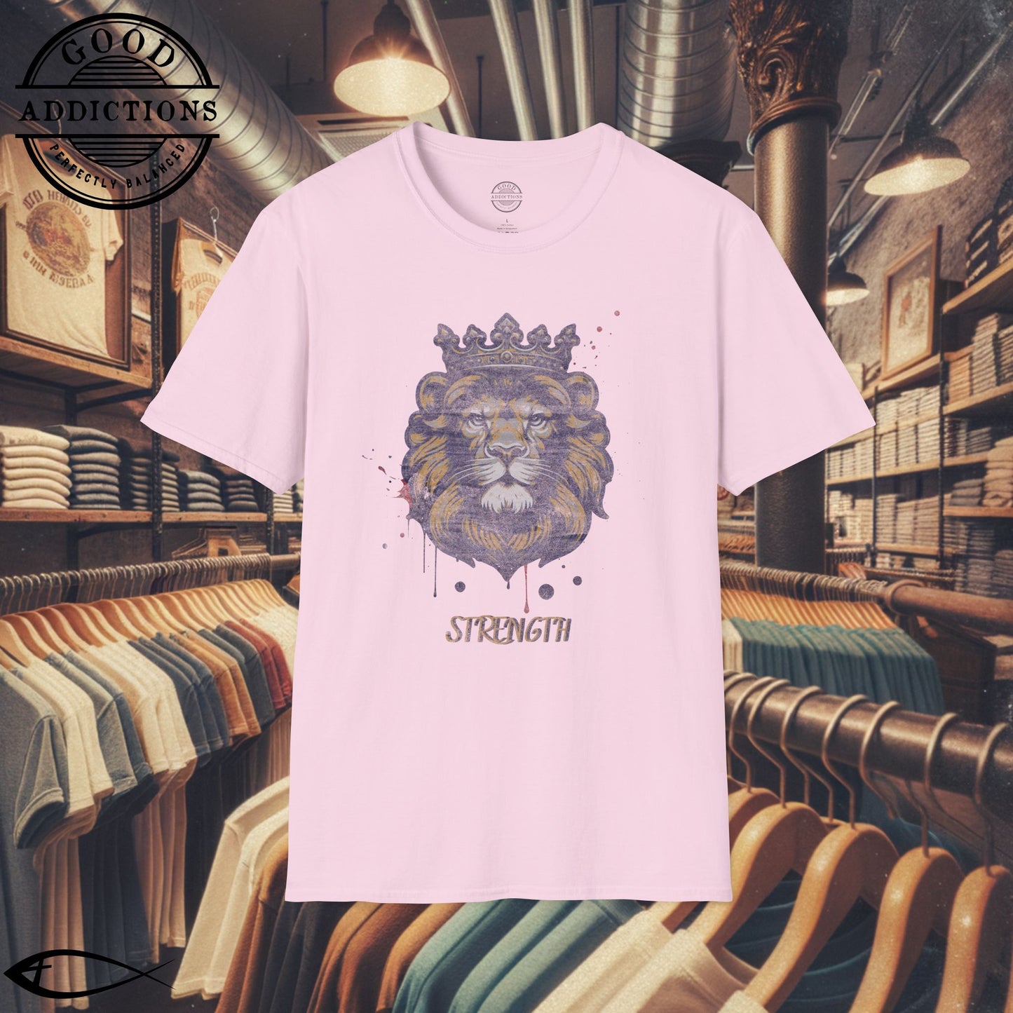 Lion with Crown T-Shirt – “Strength & Faith” Bold Christian Tee for Believers, Warriors & Kingdom-Minded Souls