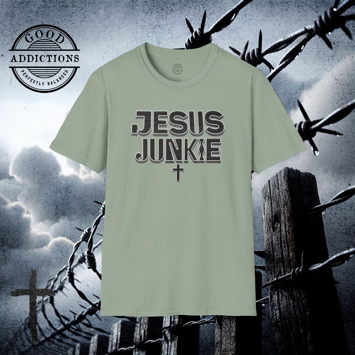 Jesus Junkie T-Shirt – “Faith Addicted” Bold Christian Tee for Believers, Worshippers & Jesus-Loving Souls