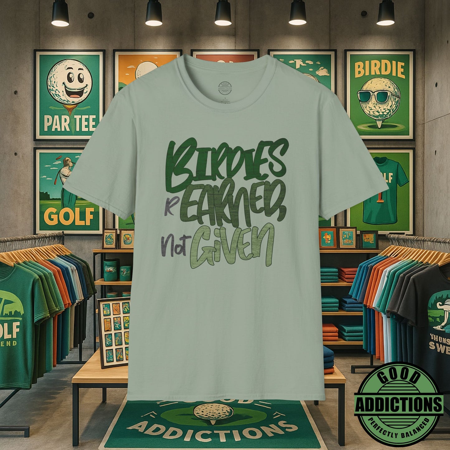Birdies Are Earned Not Given T-Shirt – “Grind Mode Golf” Tee for Players, Clutch Putters & Serious Swingers
