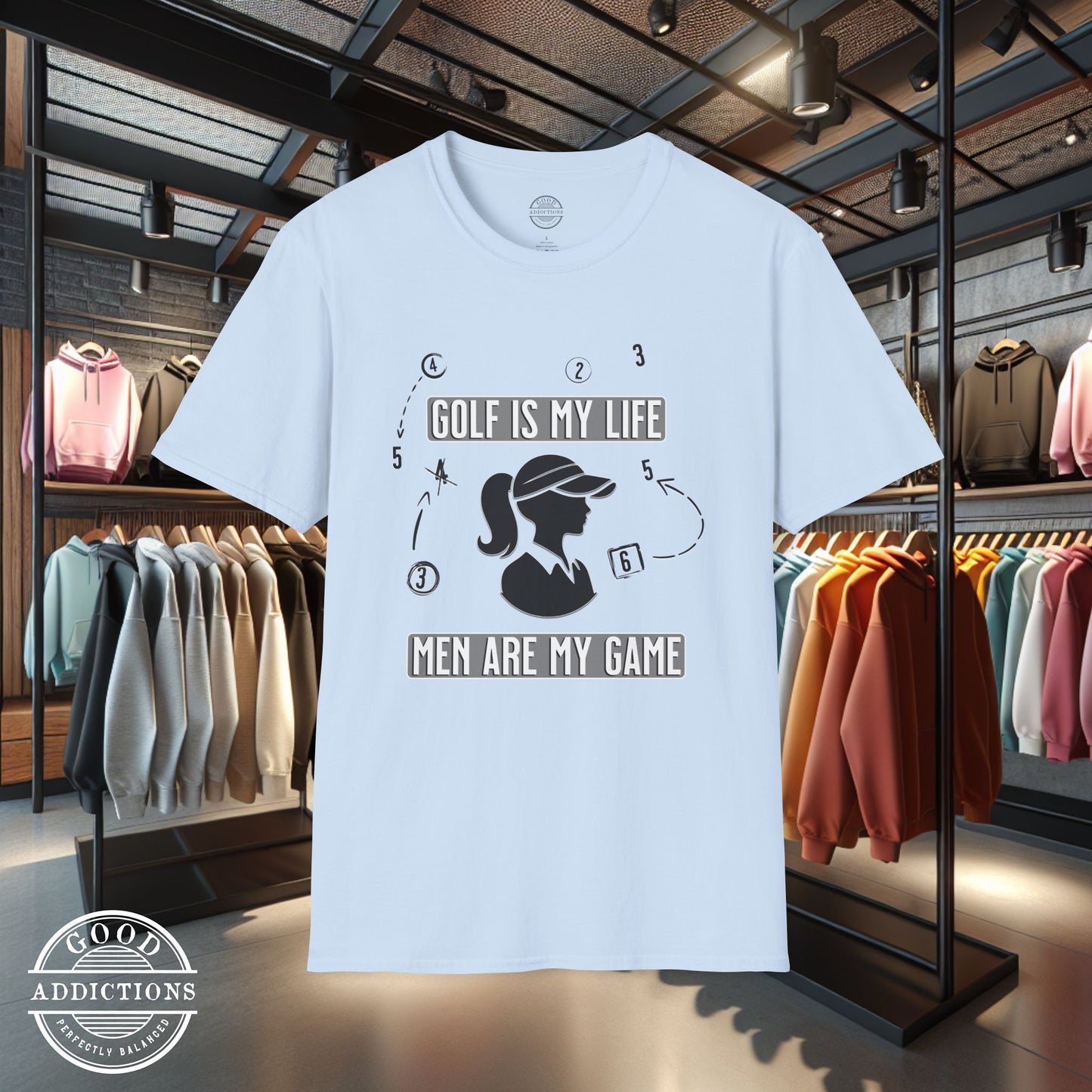 Funny Women’s Golf Shirt - “Golf Is My Life, Men Are My Game” - Golf Humor Tee - Lady Golfer Gift - Flirty Golf Shirt