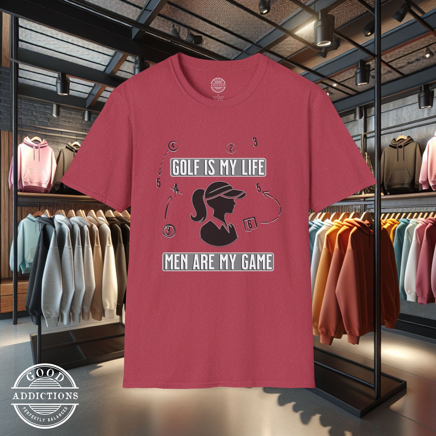 Funny Women’s Golf Shirt - “Golf Is My Life, Men Are My Game” - Golf Humor Tee - Lady Golfer Gift - Flirty Golf Shirt