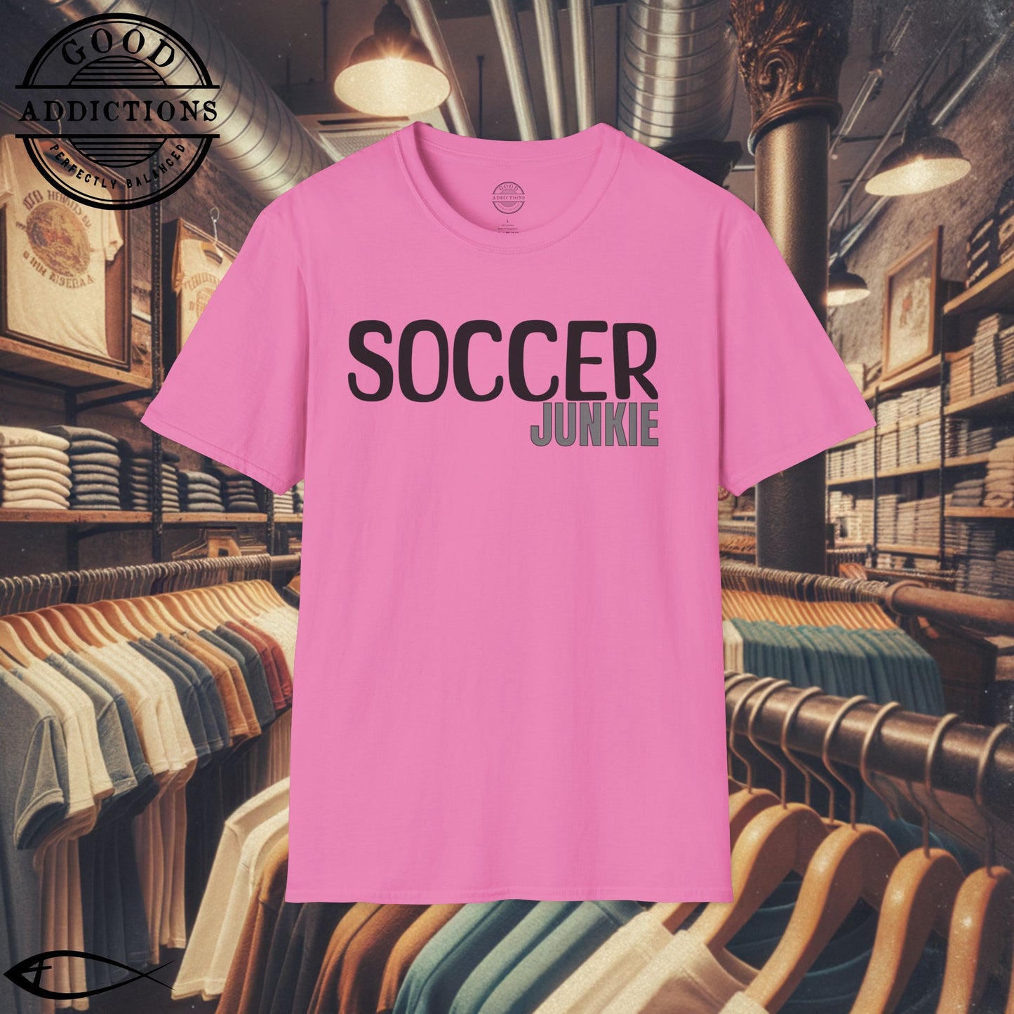 Soccer Junkie T-Shirt – “Pitch Obsessed” Good Addictions Tee for Players, Fans & Football Fanatics