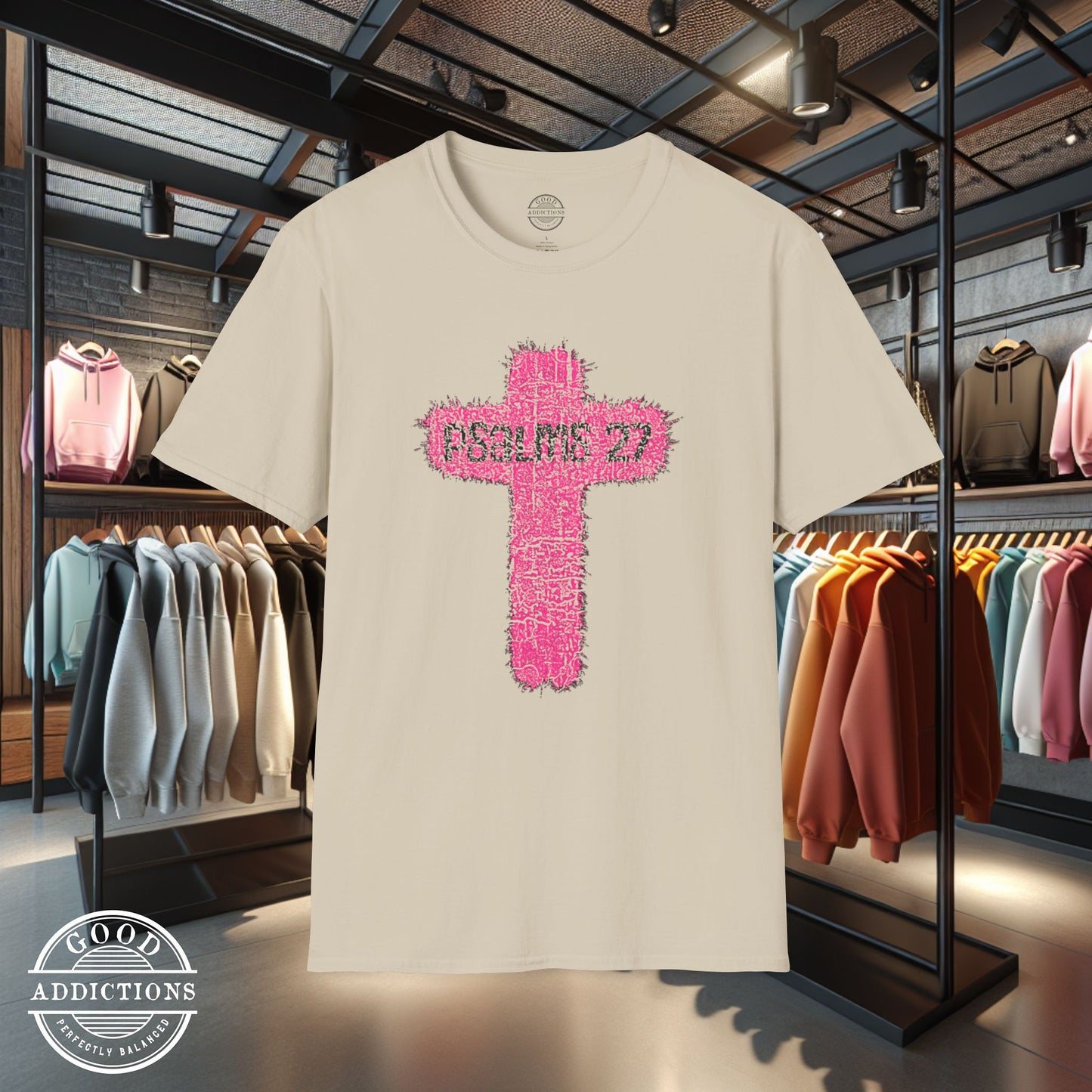 Psalm 27 Cross T-Shirt – Christian Faith Tee Featuring Scripture & Cross Design for Strength and Courage