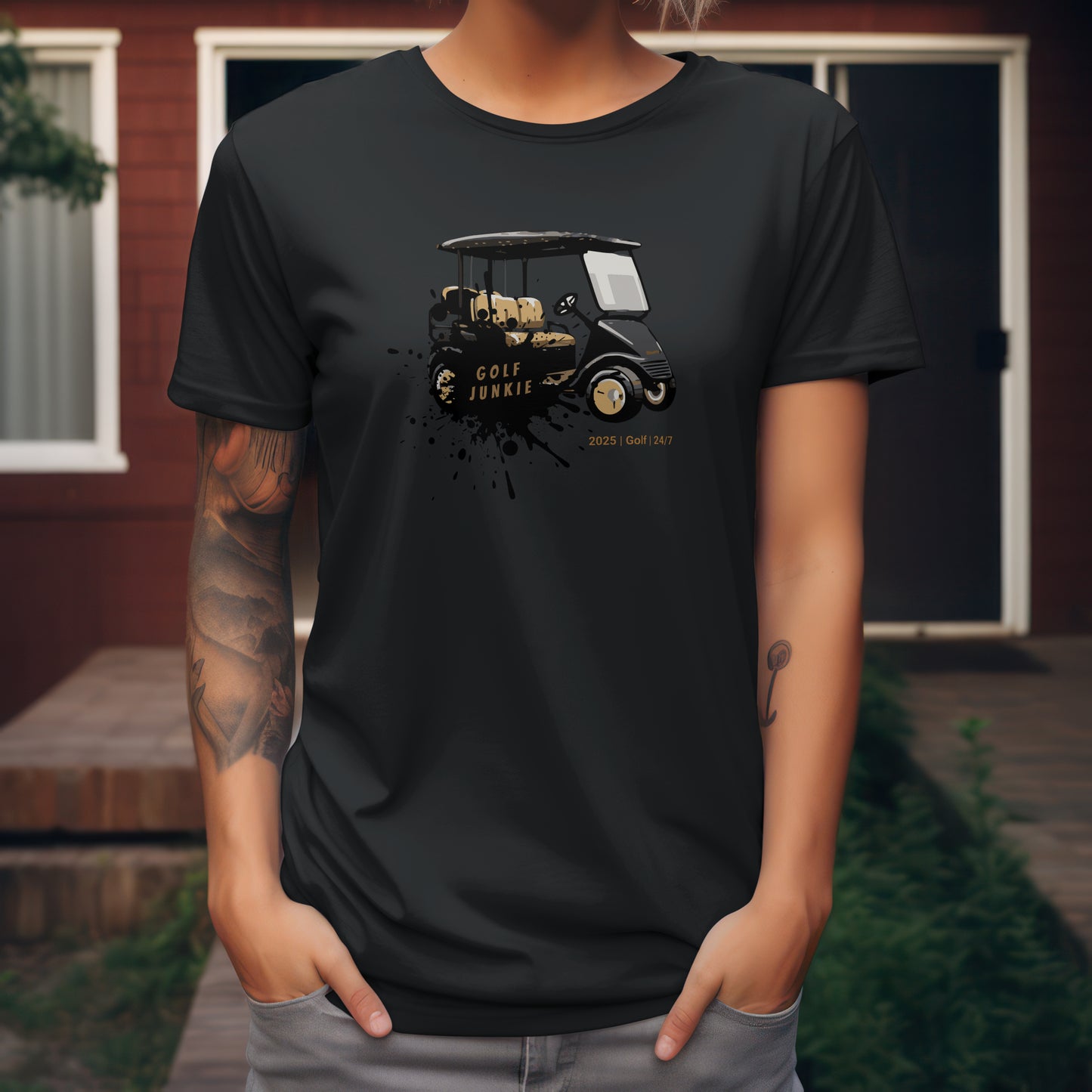 Golf Junkie T-Shirt – “Bling Cart Edition” Funny Luxe Tee for Stylish Players, Cart Lovers & Weekend Ballers