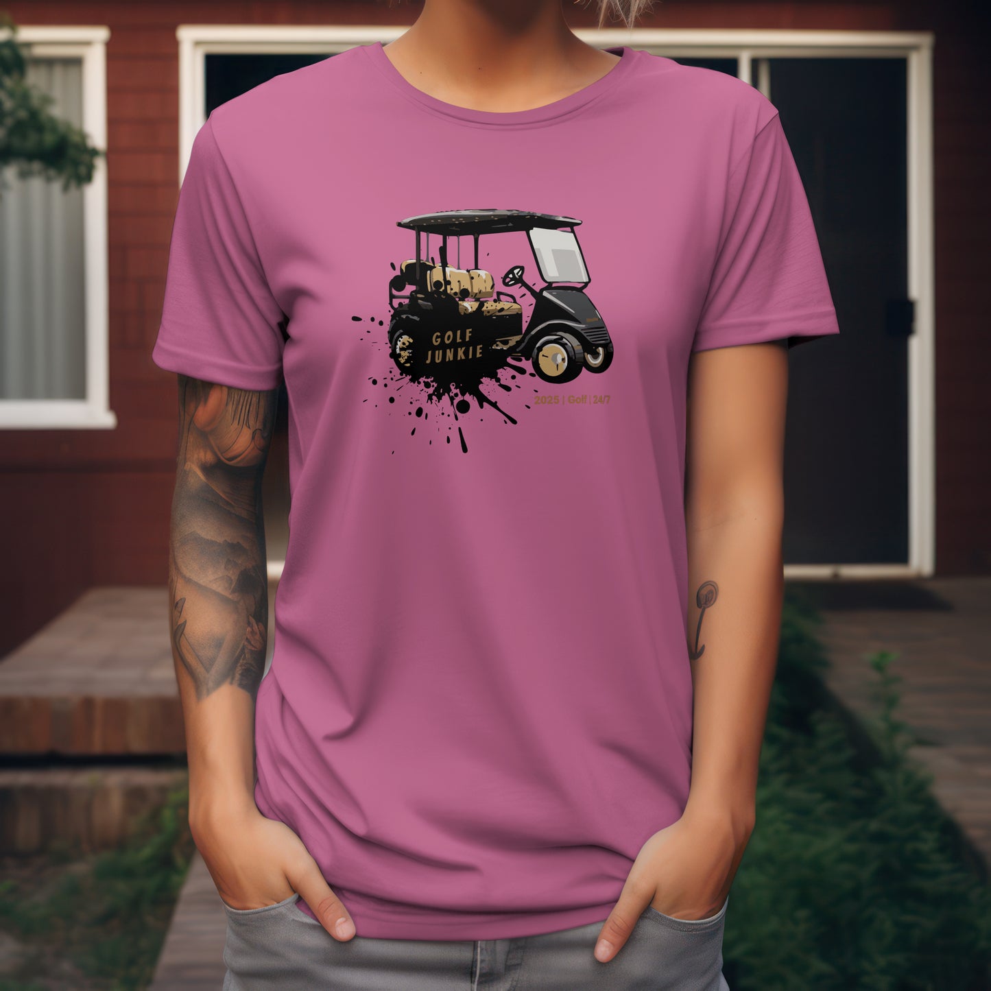 Golf Junkie T-Shirt – “Bling Cart Edition” Funny Luxe Tee for Stylish Players, Cart Lovers & Weekend Ballers