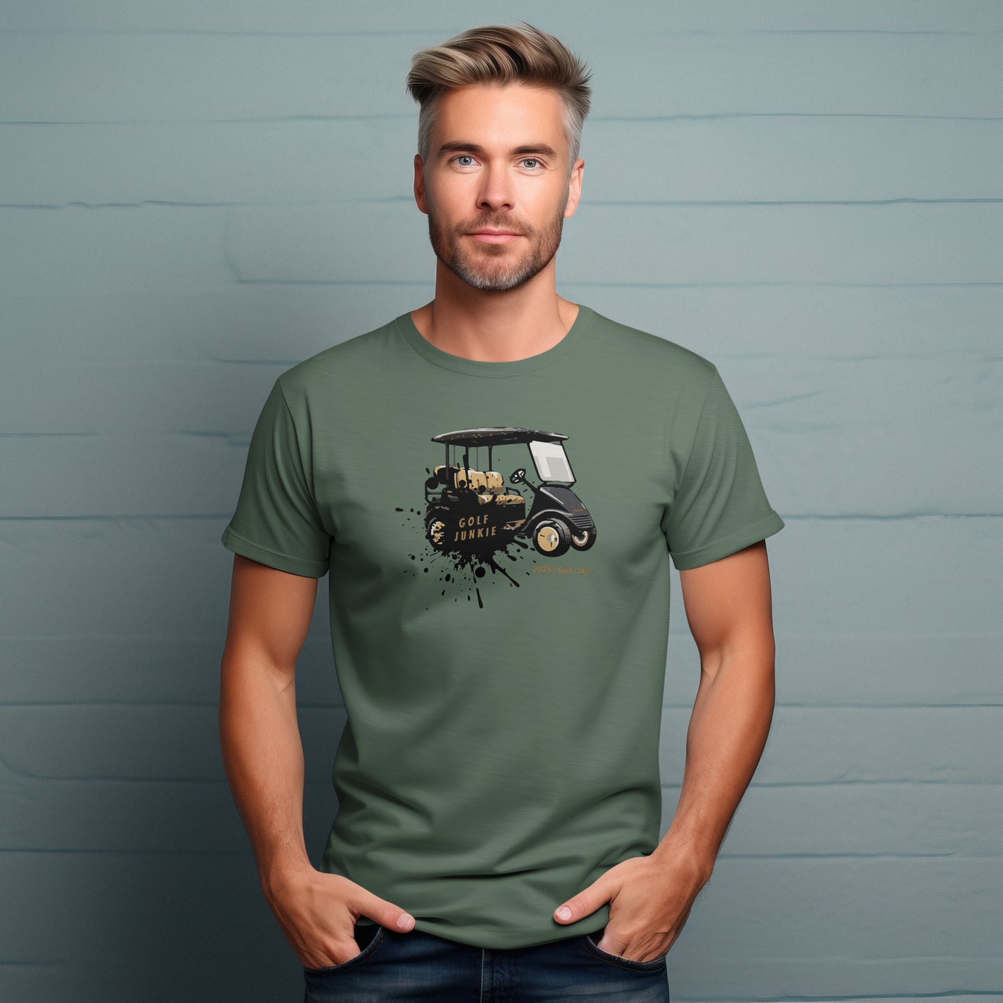 Golf Junkie T-Shirt – “Bling Cart Edition” Funny Luxe Tee for Stylish Players, Cart Lovers & Weekend Ballers
