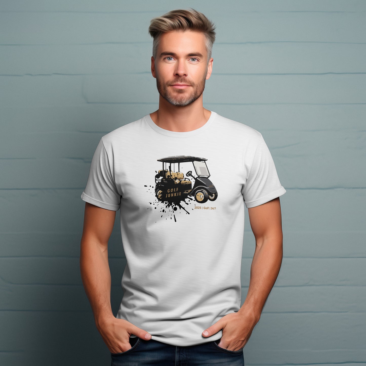 Golf Junkie T-Shirt – “Bling Cart Edition” Funny Luxe Tee for Stylish Players, Cart Lovers & Weekend Ballers