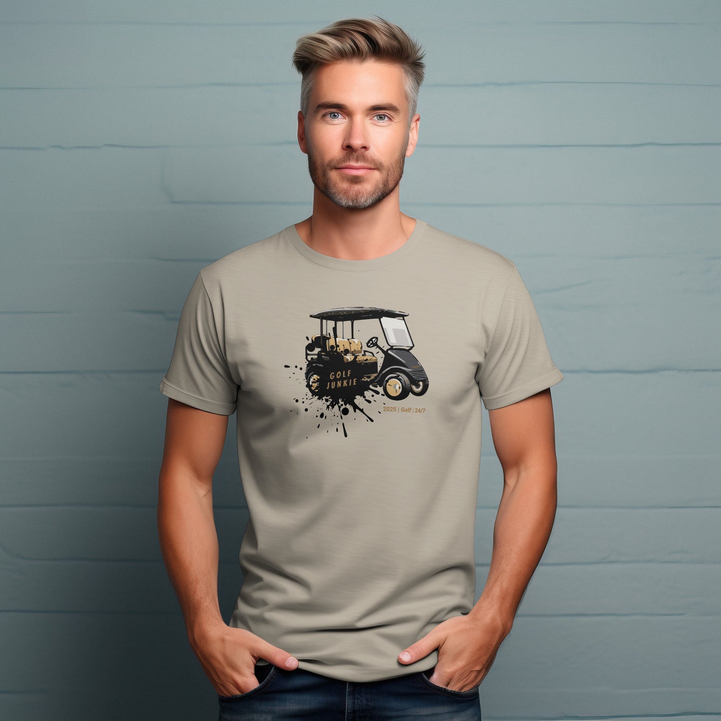 Golf Junkie T-Shirt – “Bling Cart Edition” Funny Luxe Tee for Stylish Players, Cart Lovers & Weekend Ballers