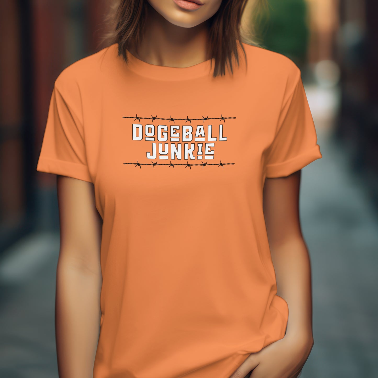 Dodgeball Junkie T-Shirt – “Barbed Wire Edition” Good Addictions Tee for Court Savages, Gym Warriors & Ball-Dodging Beasts