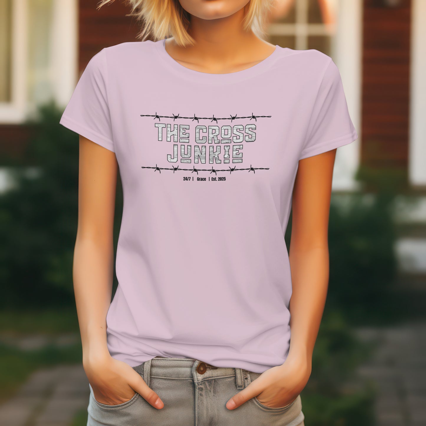 The Cross Junkie T-Shirt – “Barbed Wire Edition” Good Addictions Tee for Bold Believers, Faith Warriors & Jesus Followers