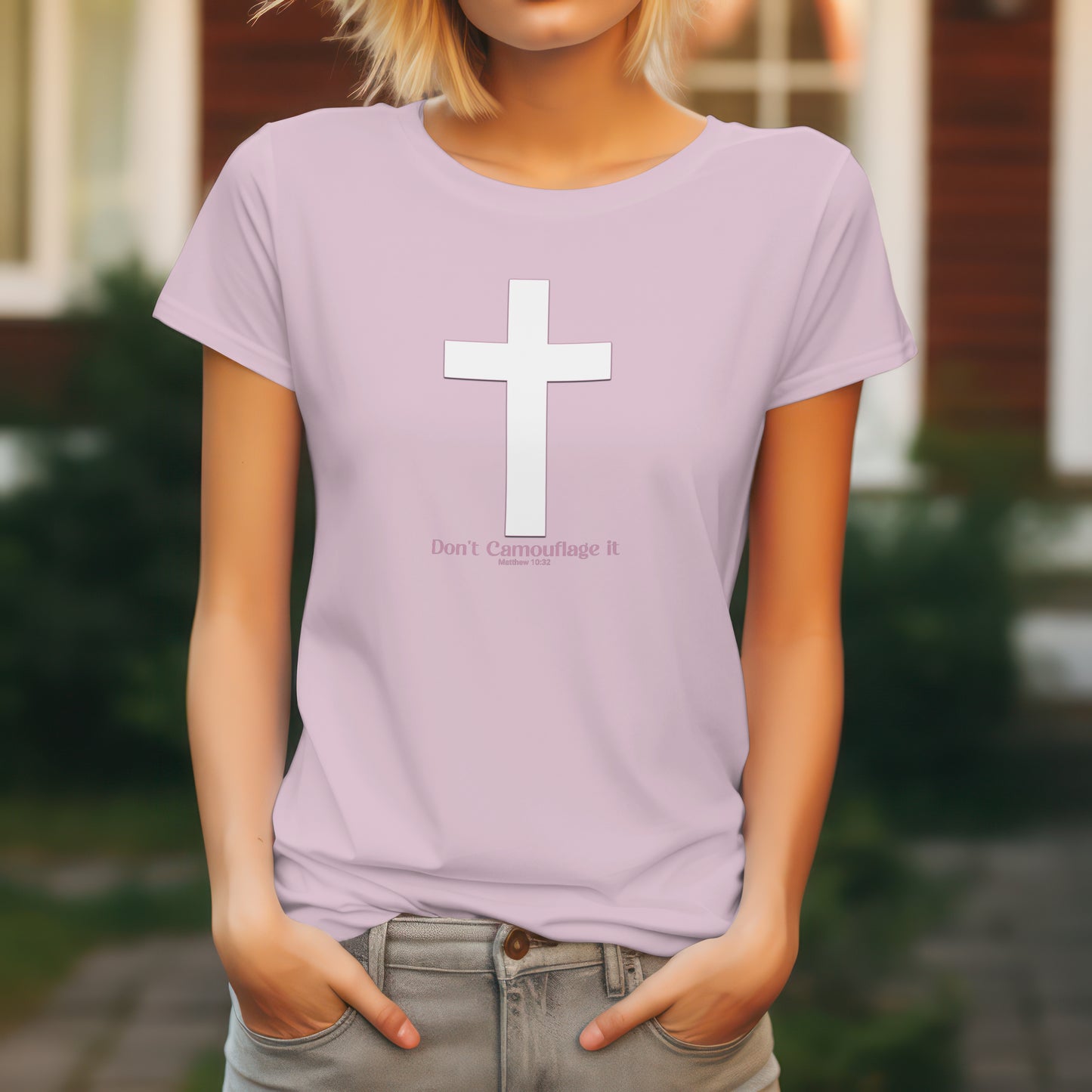 Don’t Camouflage It T-Shirt – “White Cross on Camo” Bold Christian Tee for Faith Warriors, Believers & Soldiers of Christ