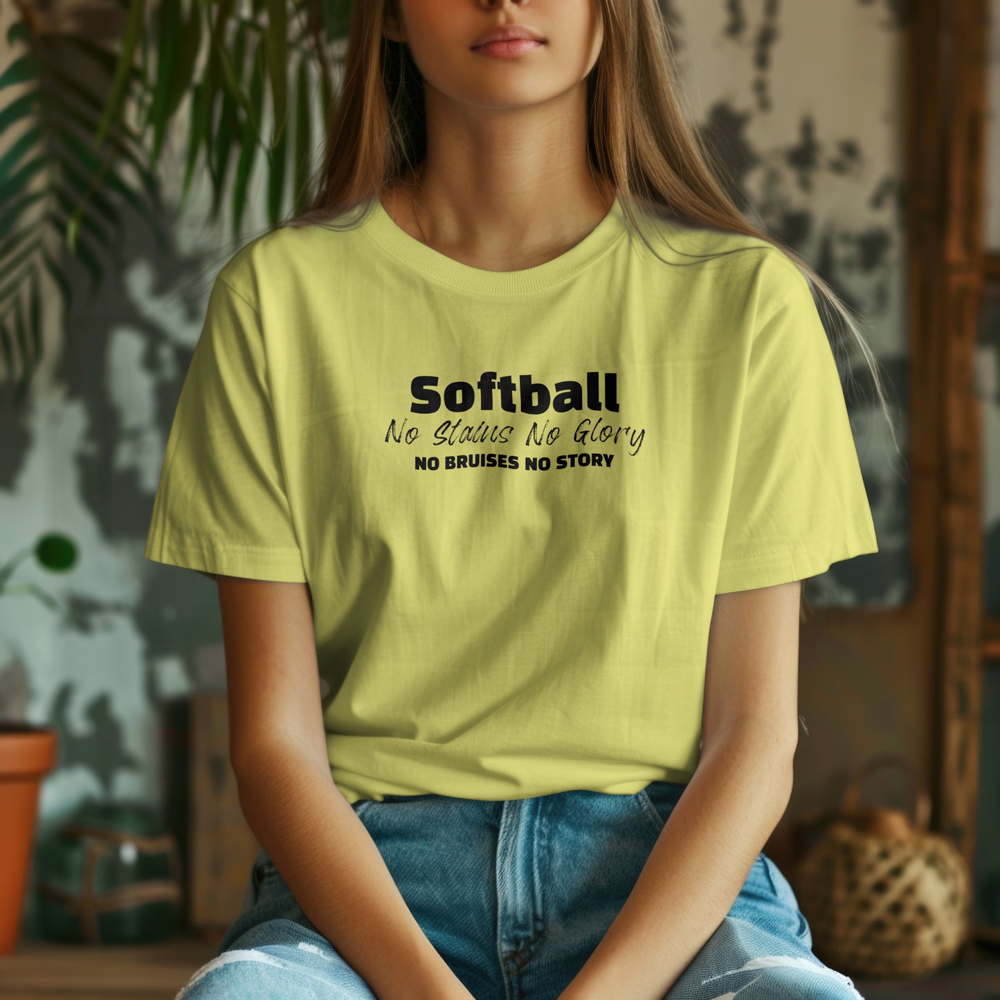 No Stains No Glory T-Shirt – “No Bruises No Story” Softball Tee for Players, Hustlers & Diamond Queens