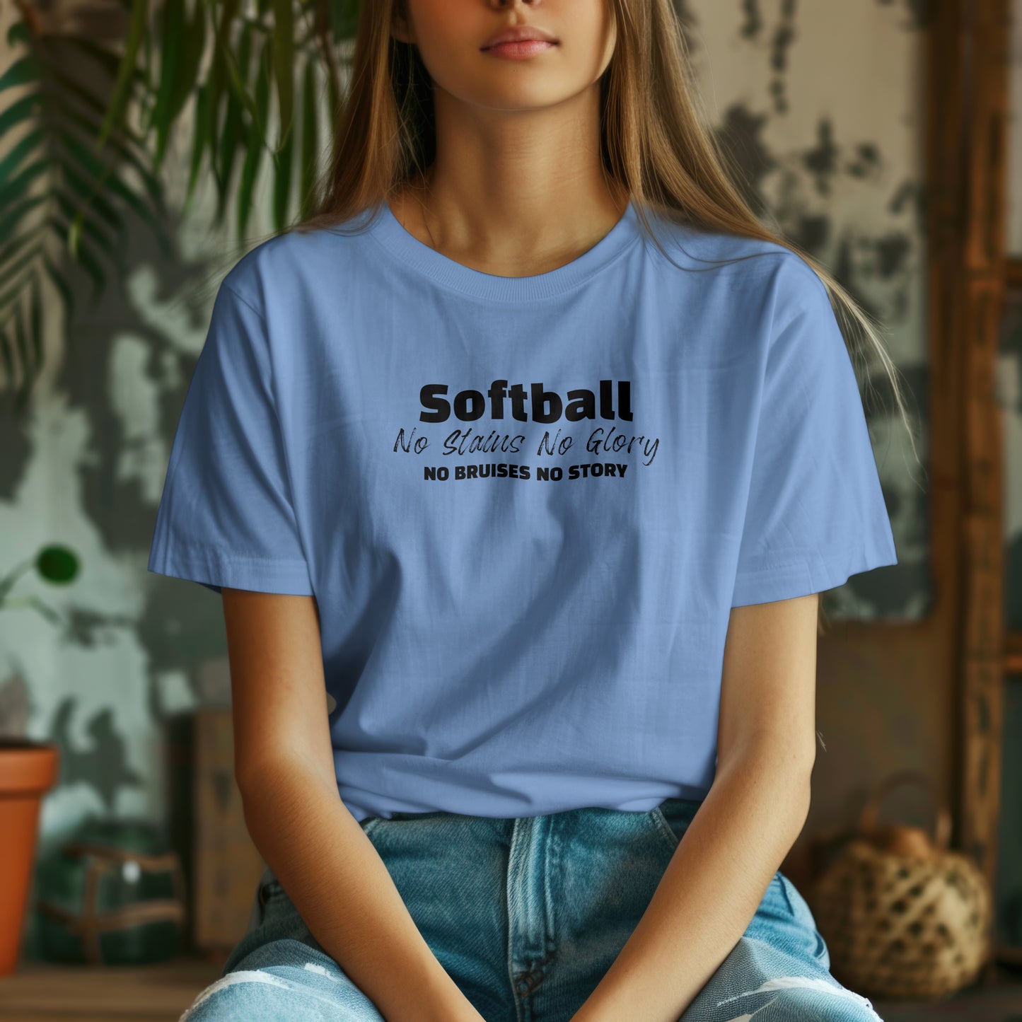 No Stains No Glory T-Shirt – “No Bruises No Story” Softball Tee for Players, Hustlers & Diamond Queens
