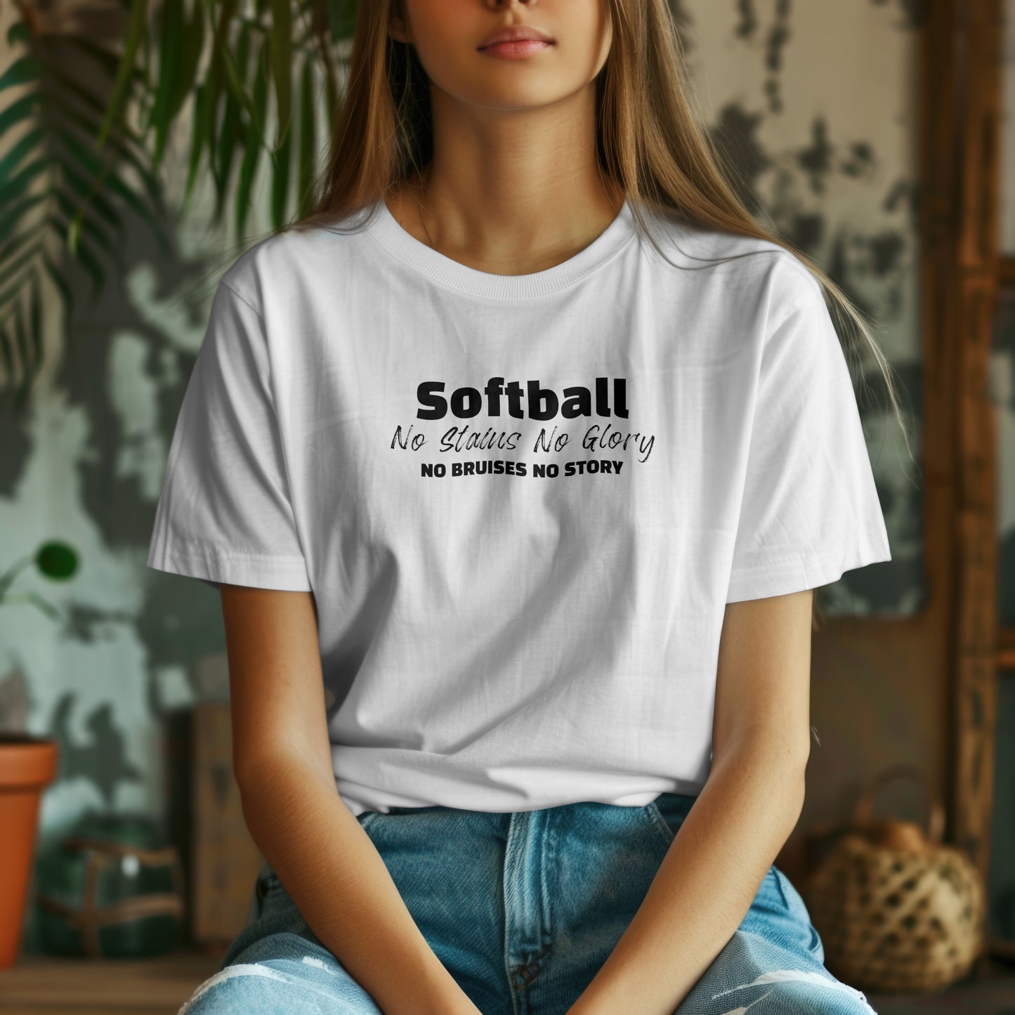 No Stains No Glory T-Shirt – “No Bruises No Story” Softball Tee for Players, Hustlers & Diamond Queens