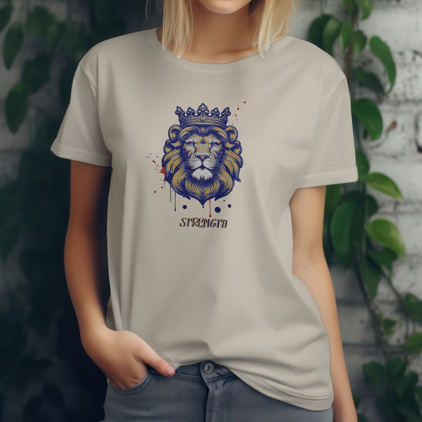 Lion with Crown T-Shirt – “Strength & Faith” Bold Christian Tee for Believers, Warriors & Kingdom-Minded Souls