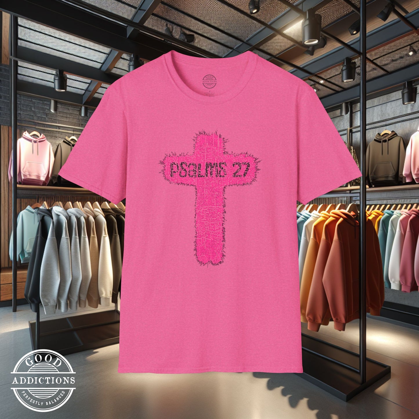 Psalm 27 Cross T-Shirt – Christian Faith Tee Featuring Scripture & Cross Design for Strength and Courage
