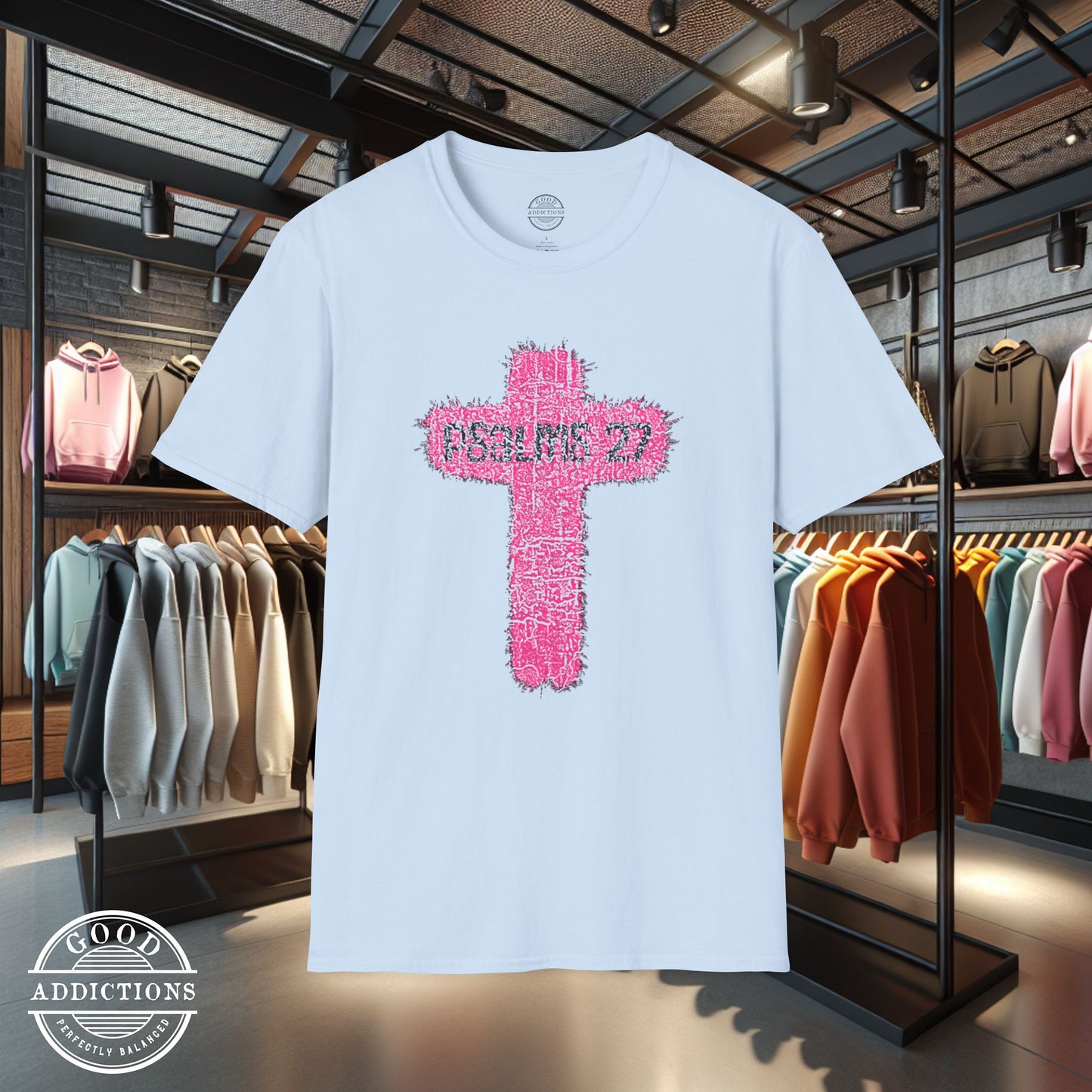 Psalm 27 Cross T-Shirt – Christian Faith Tee Featuring Scripture & Cross Design for Strength and Courage