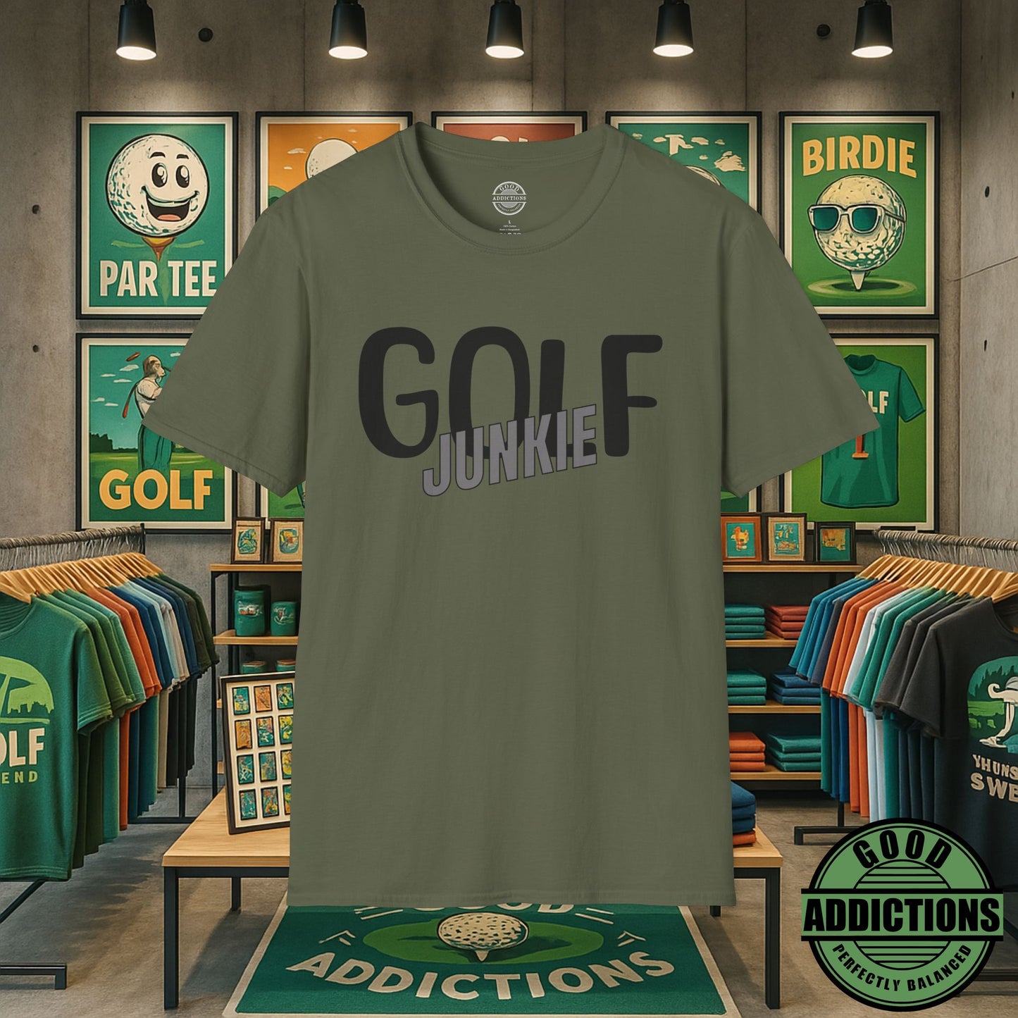 Golf Junkie T-Shirt – “Fairway Obsessed” Good Addictions Tee for Golfers, Weekend Warriors & Tee Time Addicts
