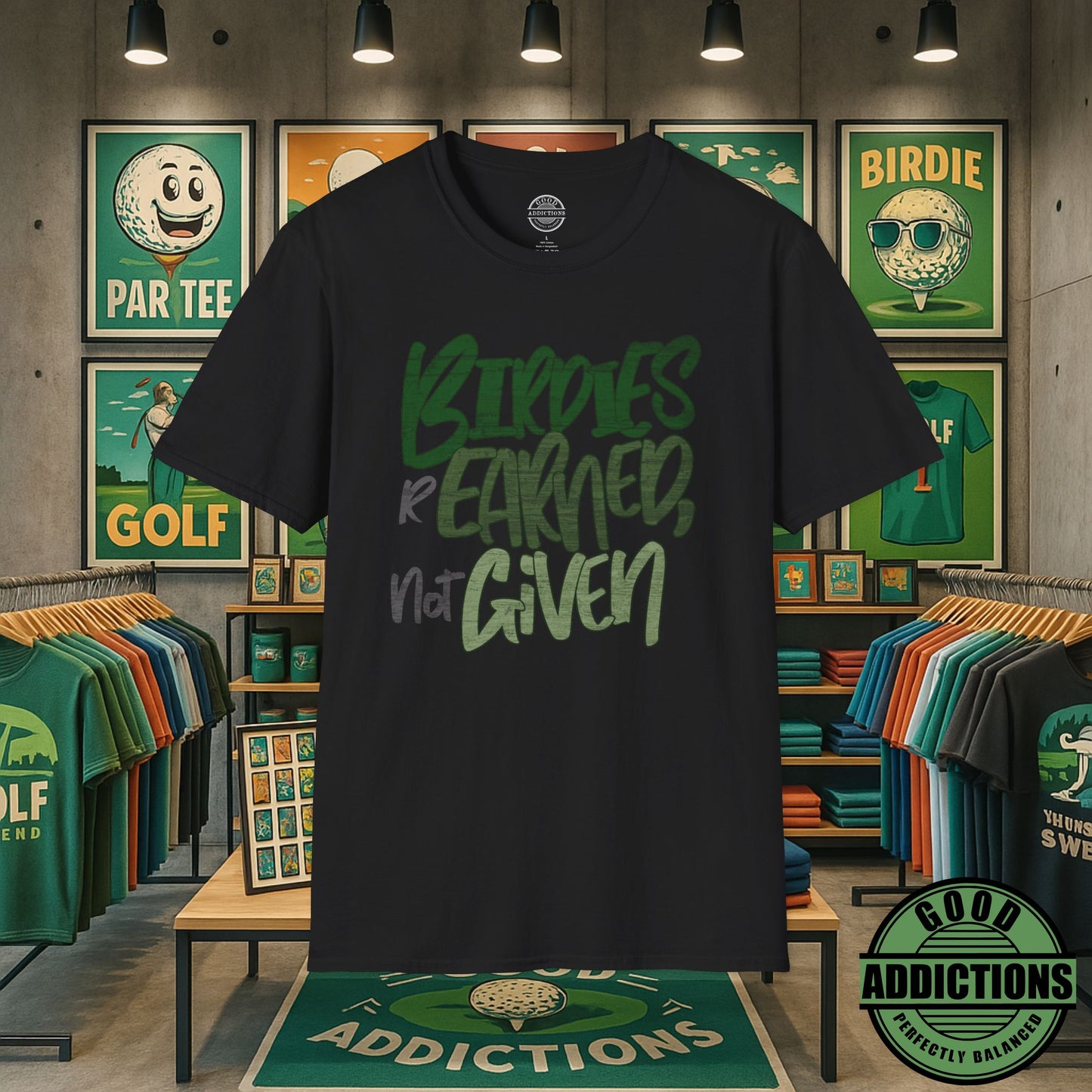 Birdies Are Earned Not Given T-Shirt – “Grind Mode Golf” Tee for Players, Clutch Putters & Serious Swingers