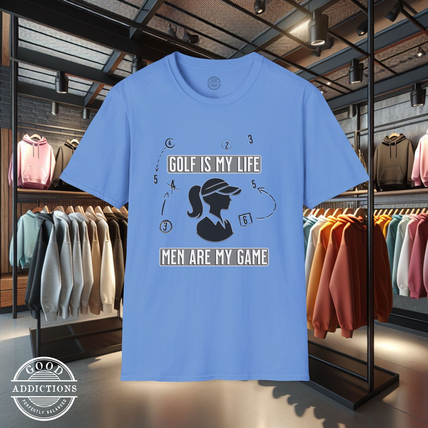 Funny Women’s Golf Shirt - “Golf Is My Life, Men Are My Game” - Golf Humor Tee - Lady Golfer Gift - Flirty Golf Shirt