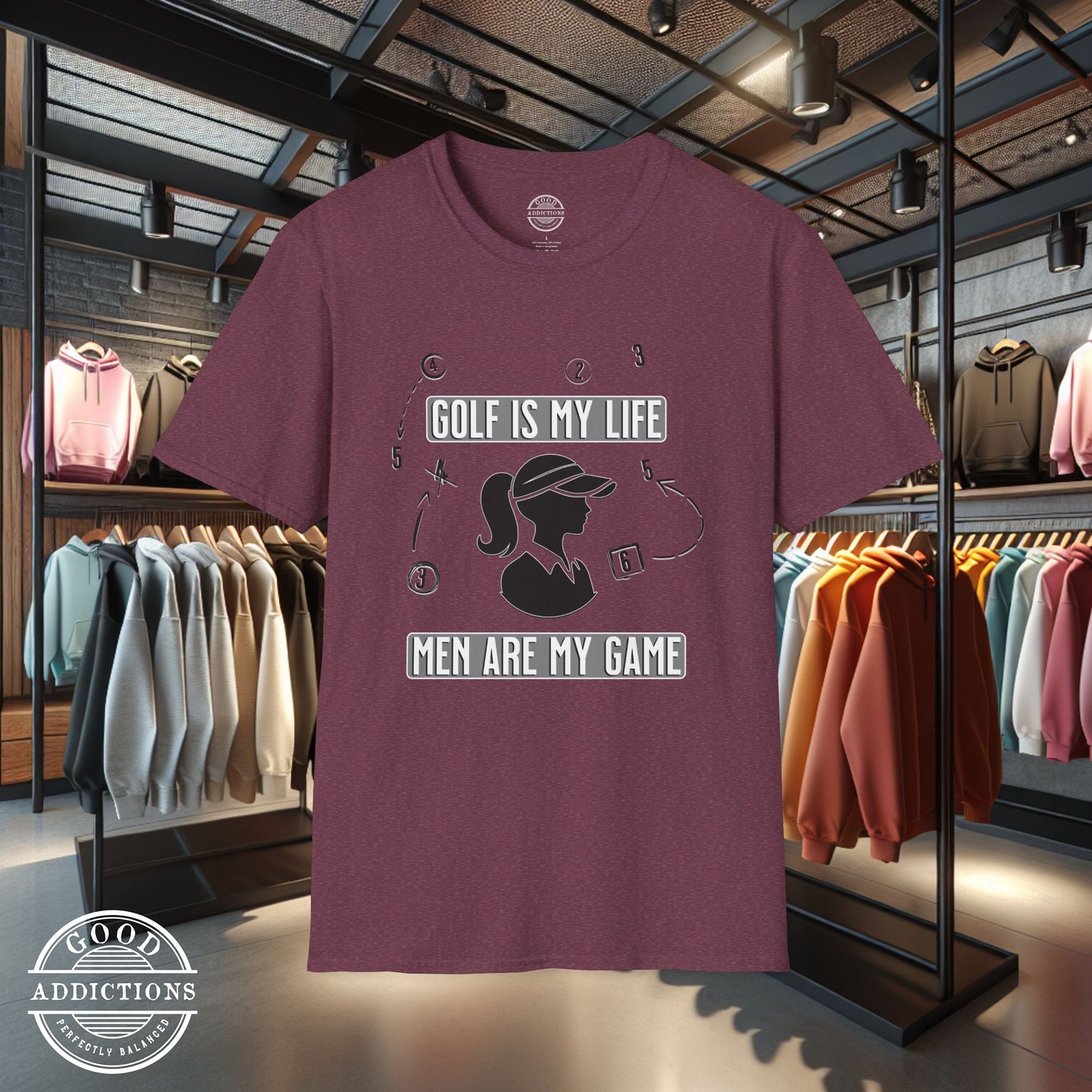 Funny Women’s Golf Shirt - “Golf Is My Life, Men Are My Game” - Golf Humor Tee - Lady Golfer Gift - Flirty Golf Shirt