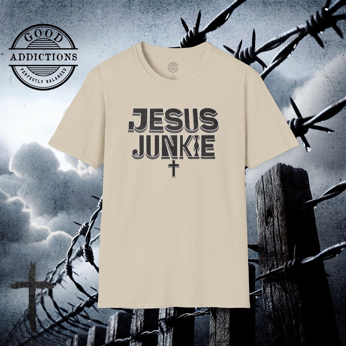 Jesus Junkie T-Shirt – “Faith Addicted” Bold Christian Tee for Believers, Worshippers & Jesus-Loving Souls