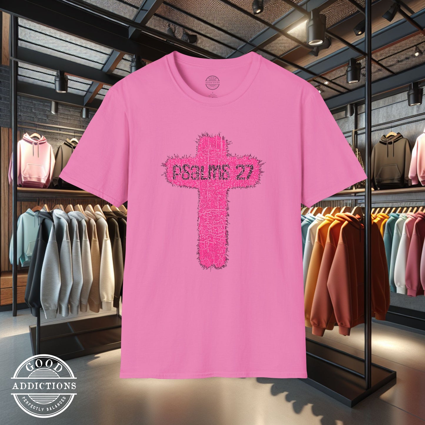 Psalm 27 Cross T-Shirt – Christian Faith Tee Featuring Scripture & Cross Design for Strength and Courage