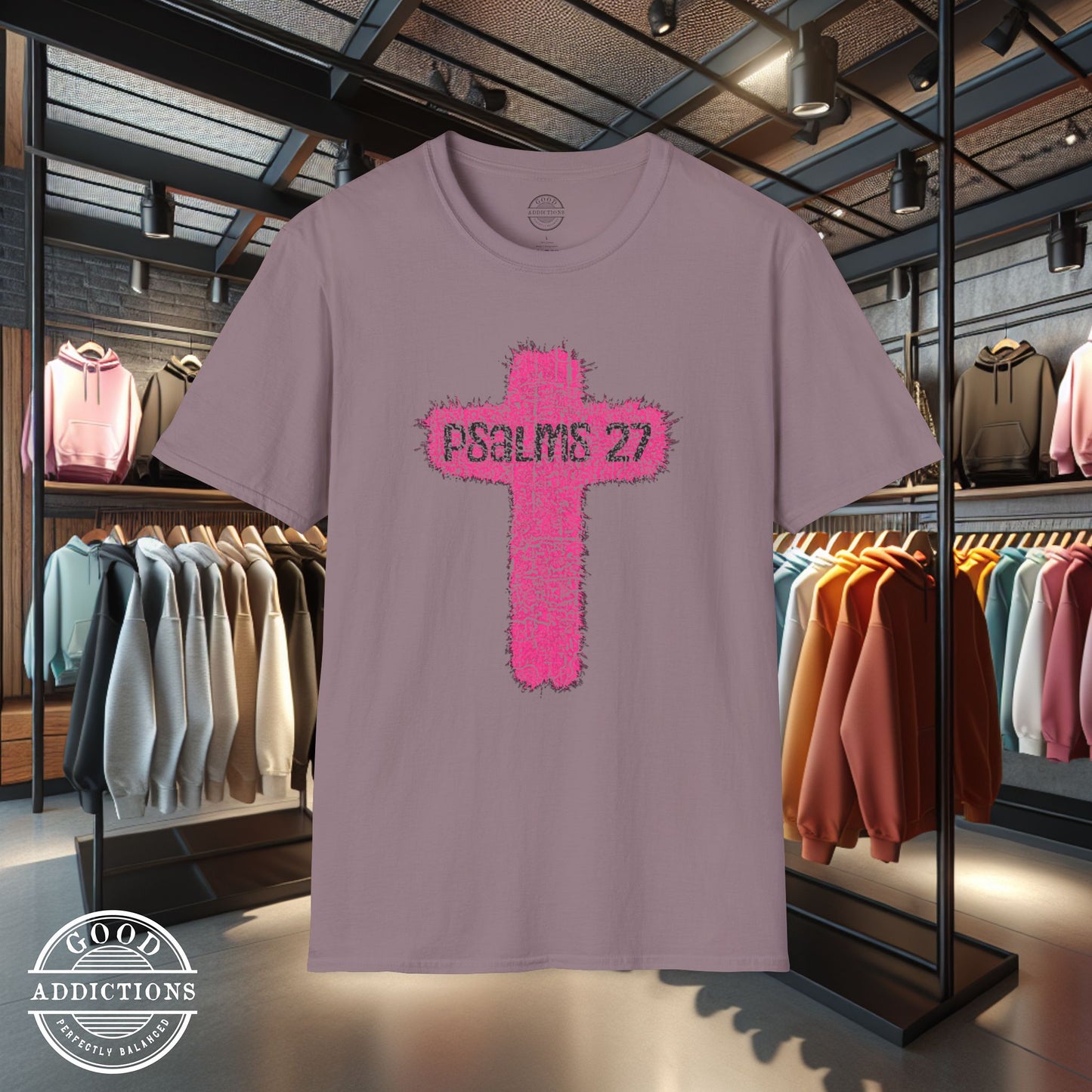 Psalm 27 Cross T-Shirt – Christian Faith Tee Featuring Scripture & Cross Design for Strength and Courage