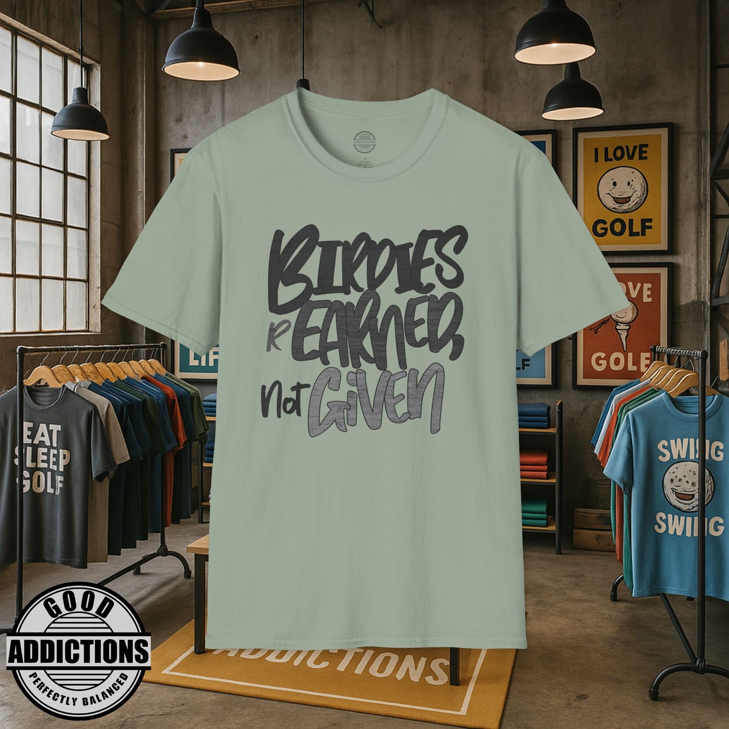 Birdies Are Earned Not Given T-Shirt – “Grind Mode Golf” Tee for Players, Clutch Putters & Serious Swingers