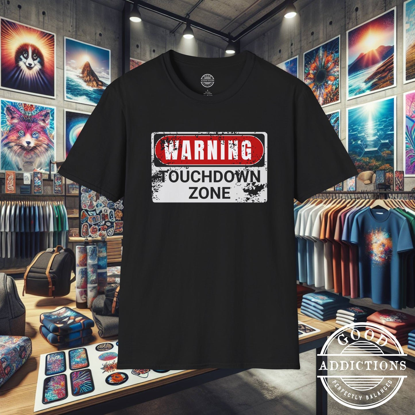 Touchdown Zone T-Shirt – “Warning Sign Graphic” Bold Football Tee for Players, Fans & End Zone Kings