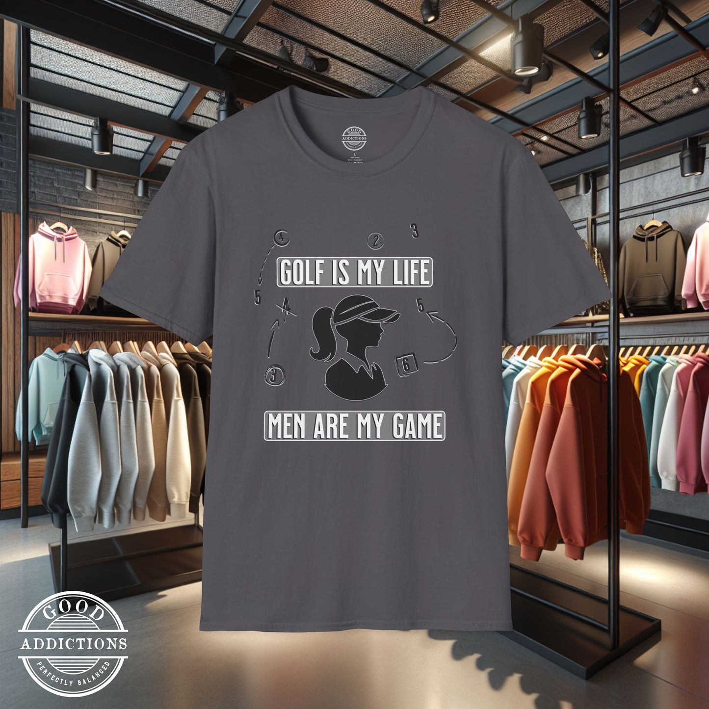 Funny Women’s Golf Shirt - “Golf Is My Life, Men Are My Game” - Golf Humor Tee - Lady Golfer Gift - Flirty Golf Shirt