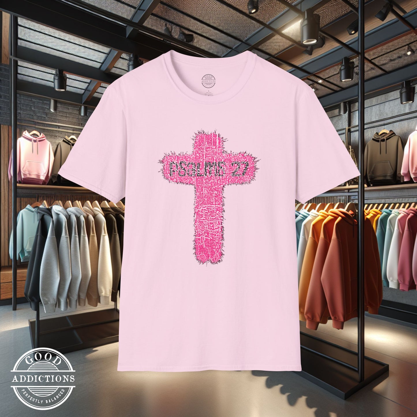 Psalm 27 Cross T-Shirt – Christian Faith Tee Featuring Scripture & Cross Design for Strength and Courage