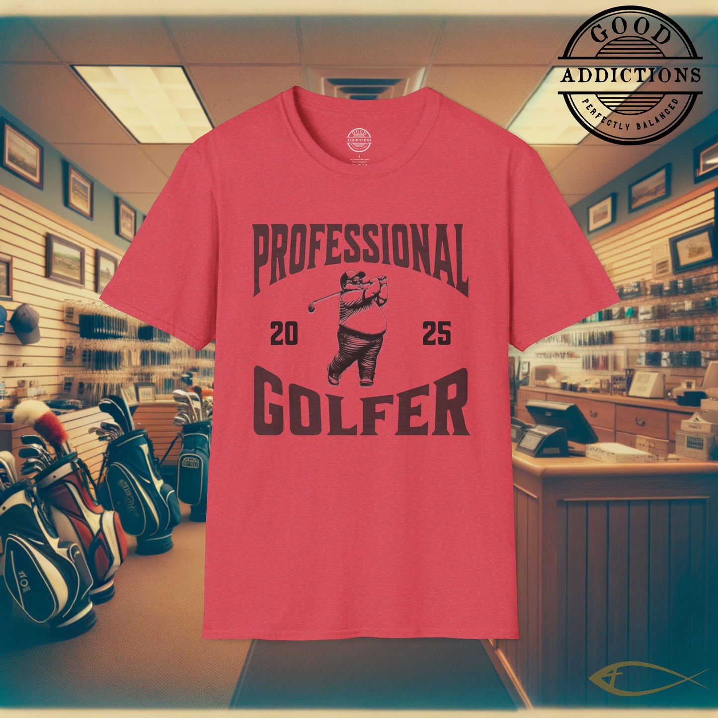 Professional Golfer T-Shirt – “Fat Guy Edition” Funny Golf Tee for Confident Dudes, Weekend Warriors & Big Swingers