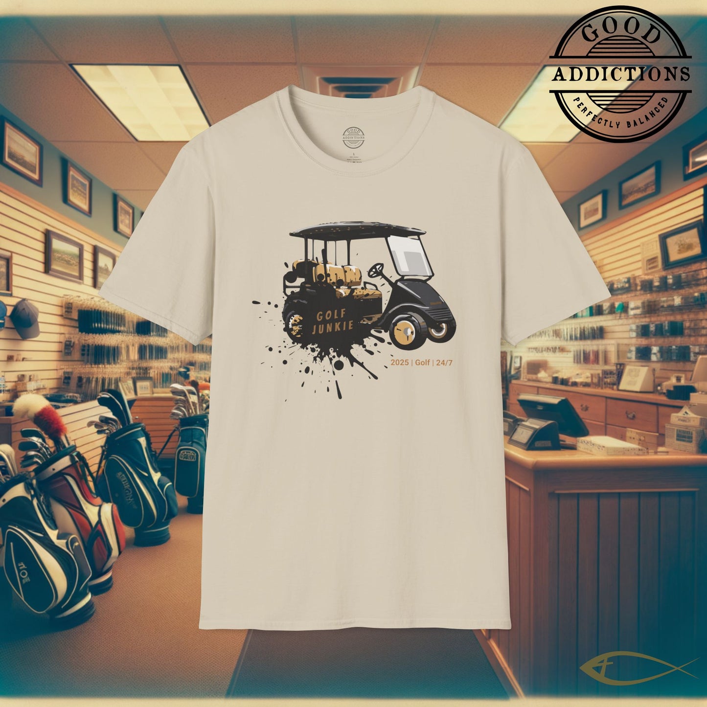 Golf Junkie T-Shirt – “Bling Cart Edition” Funny Luxe Tee for Stylish Players, Cart Lovers & Weekend Ballers