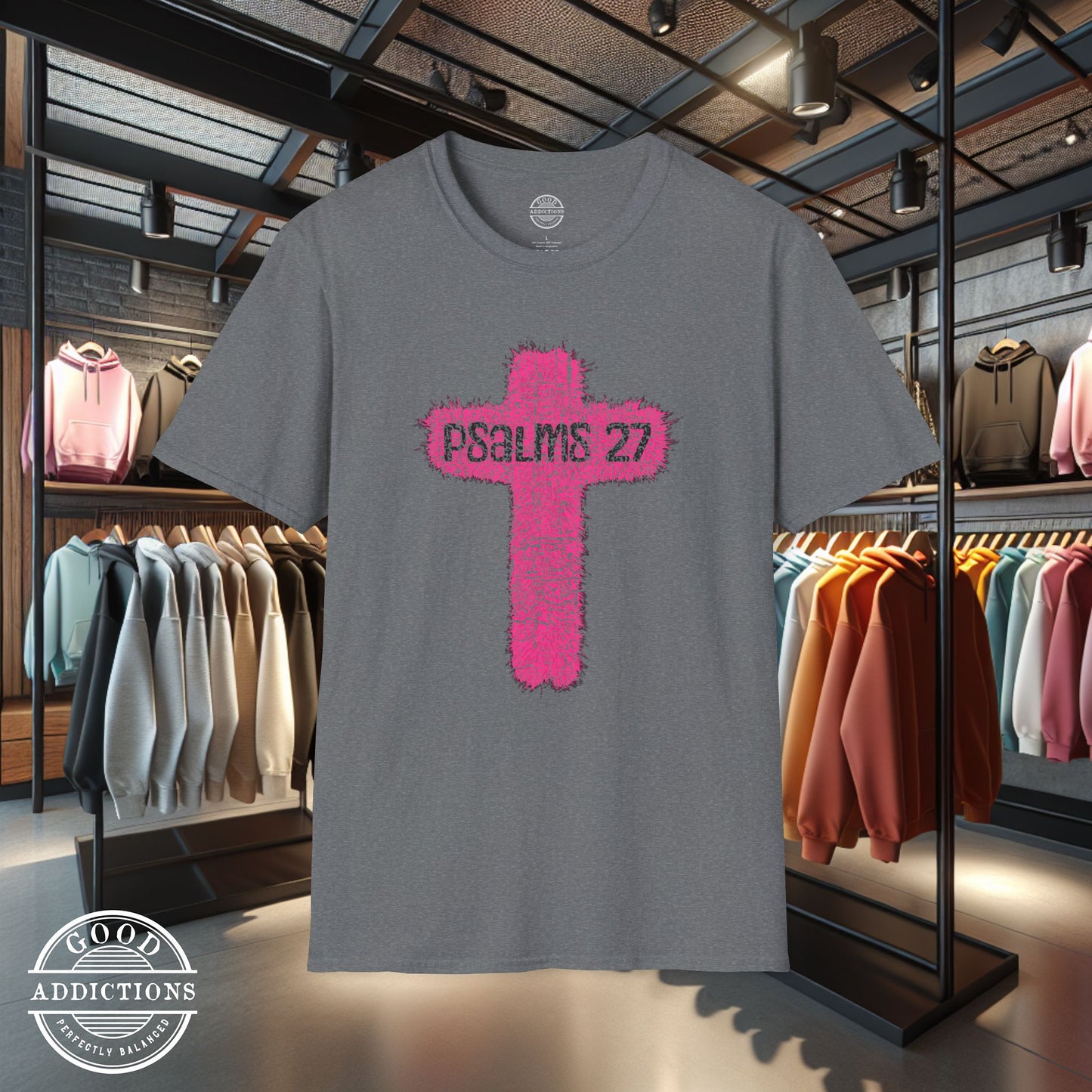 Psalm 27 Cross T-Shirt – Christian Faith Tee Featuring Scripture & Cross Design for Strength and Courage