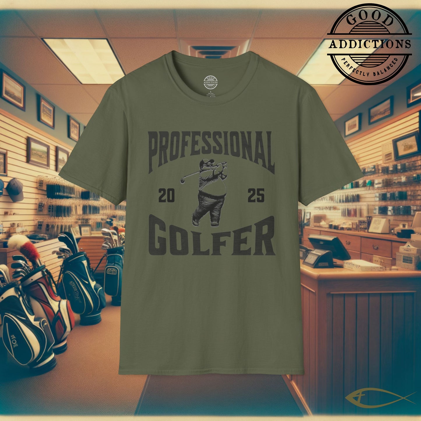 Professional Golfer T-Shirt – “Fat Guy Edition” Funny Golf Tee for Confident Dudes, Weekend Warriors & Big Swingers