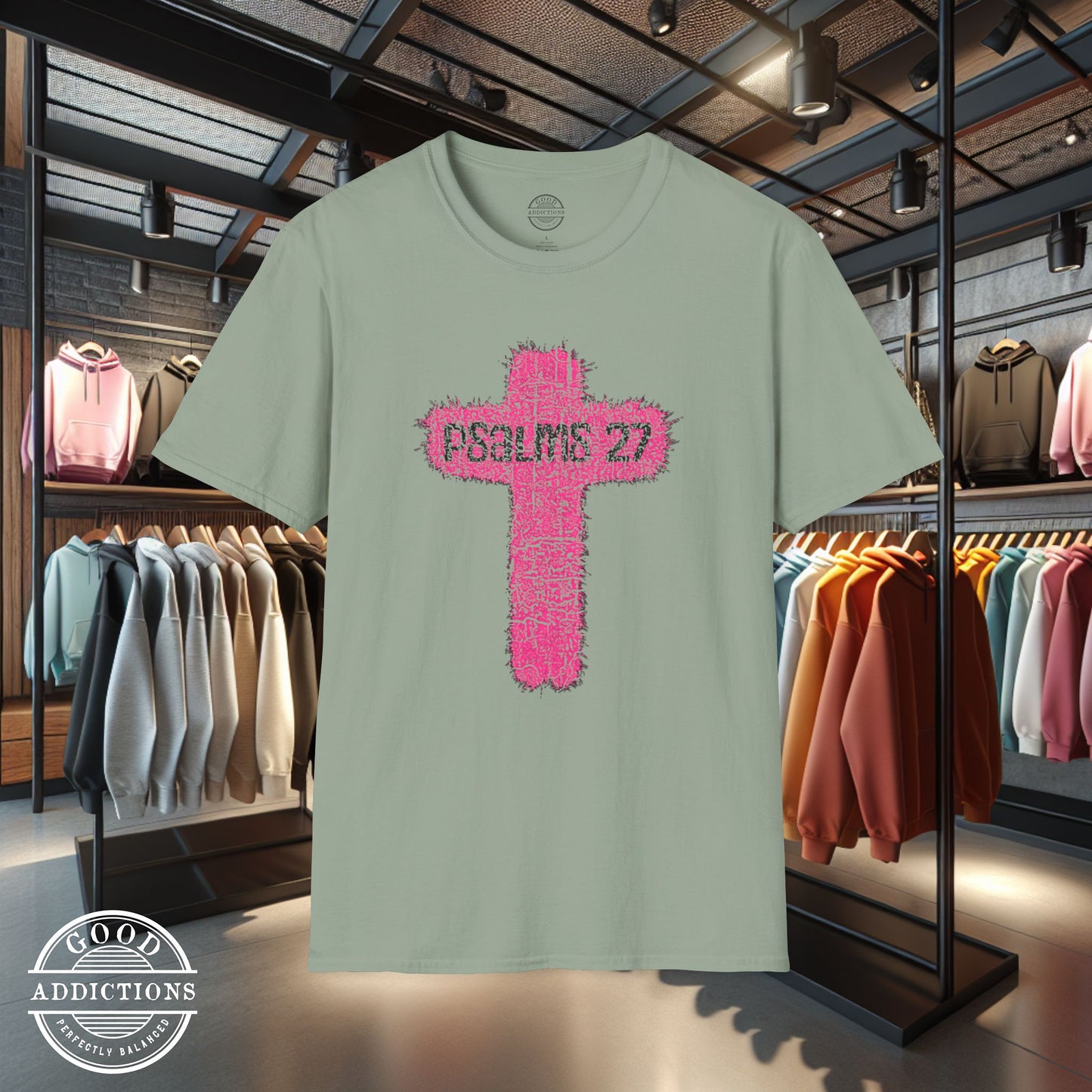 Psalm 27 Cross T-Shirt – Christian Faith Tee Featuring Scripture & Cross Design for Strength and Courage