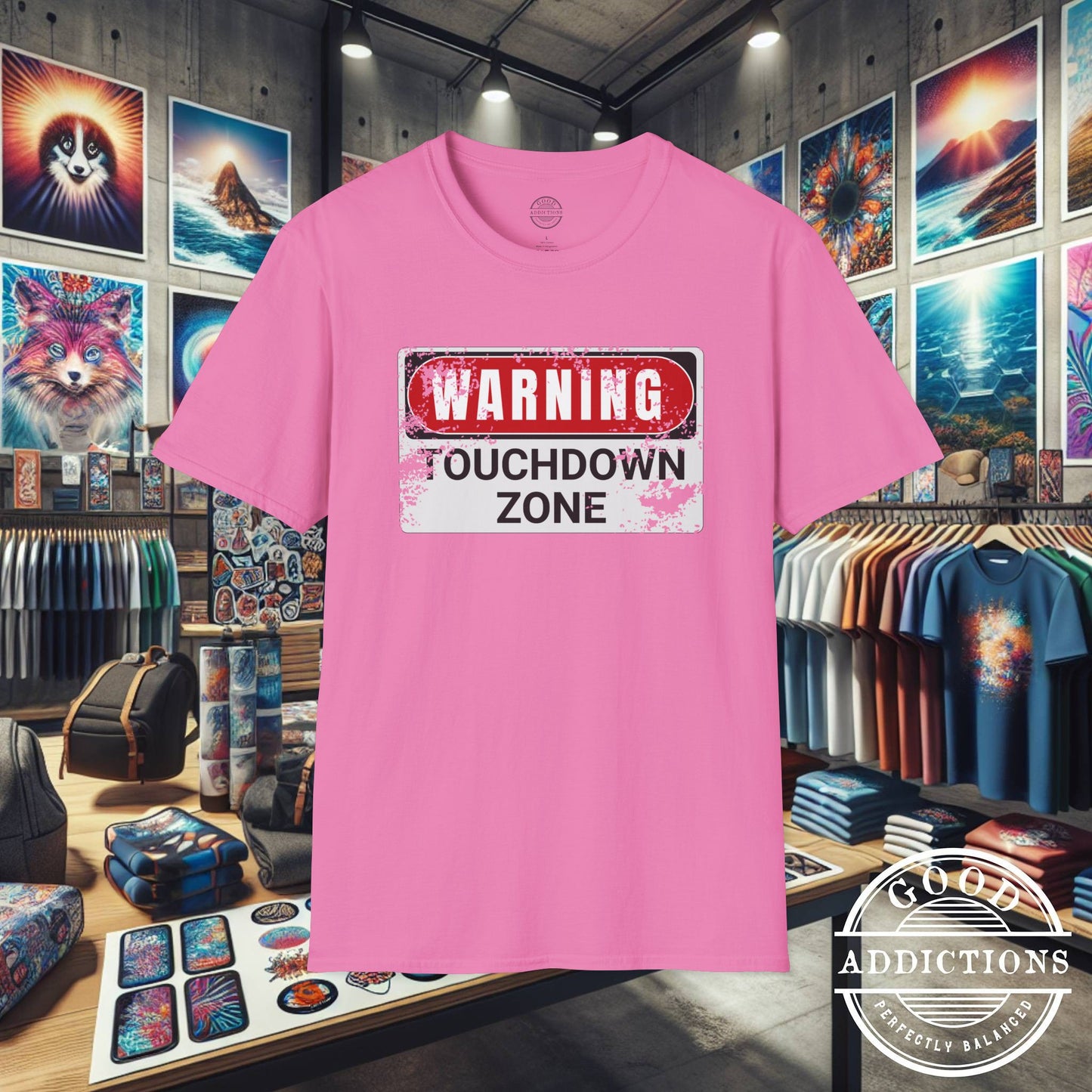 Touchdown Zone T-Shirt – “Warning Sign Graphic” Bold Football Tee for Players, Fans & End Zone Kings