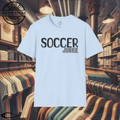 Soccer Junkie T-Shirt – “Pitch Obsessed” Good Addictions Tee for Players, Fans & Football Fanatics