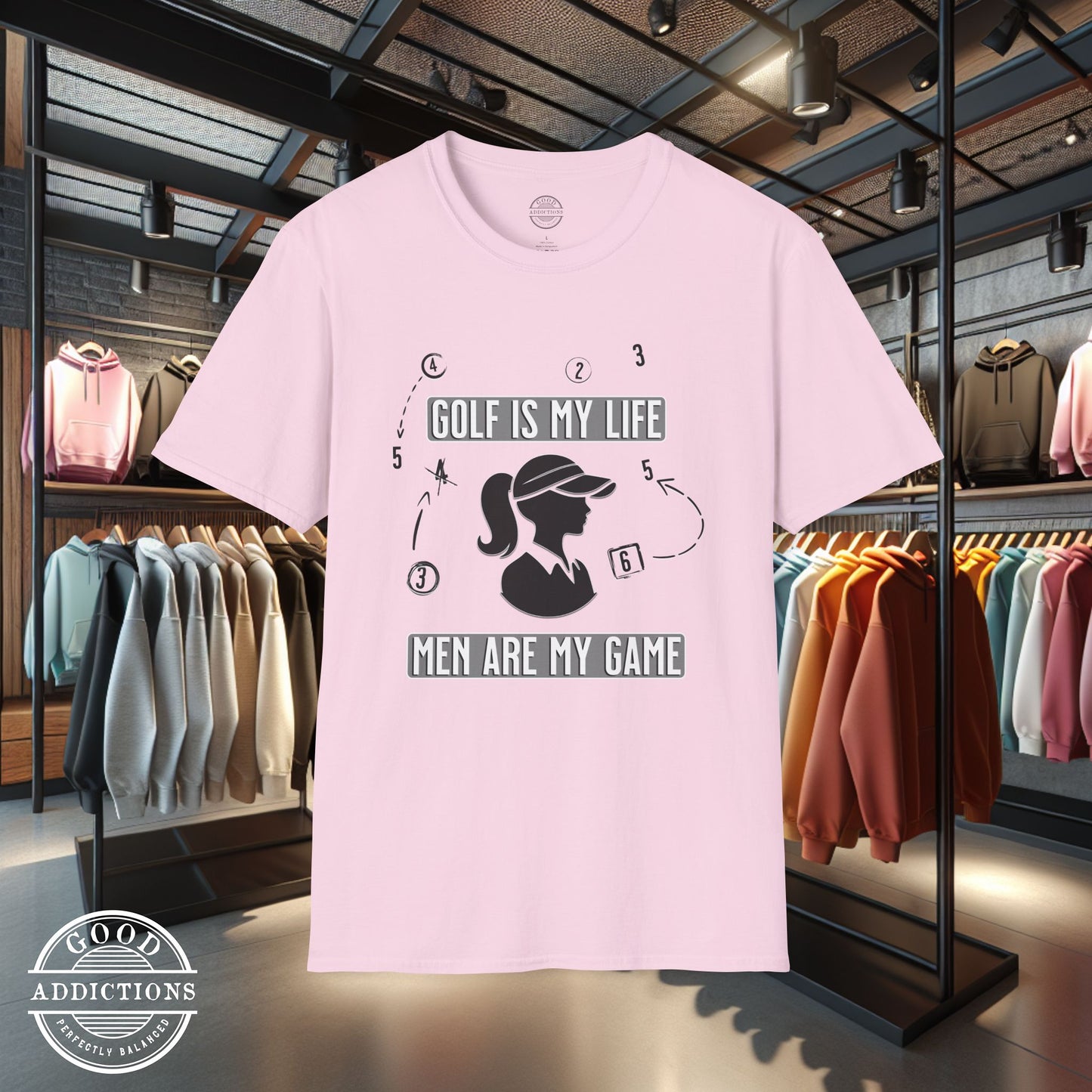 Funny Women’s Golf Shirt - “Golf Is My Life, Men Are My Game” - Golf Humor Tee - Lady Golfer Gift - Flirty Golf Shirt