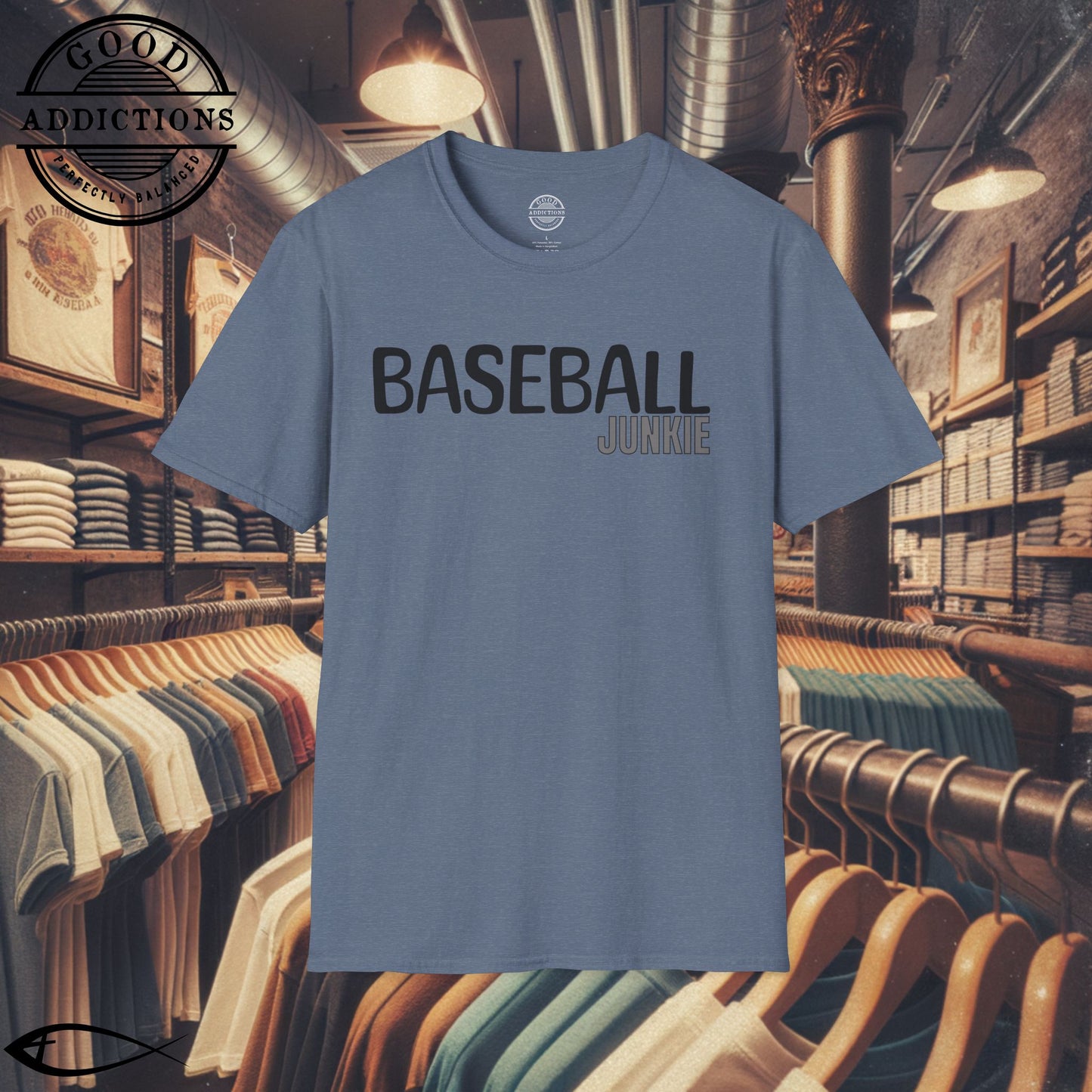 Baseball Junkie T-Shirt – “Diamond Obsessed” Good Addictions Tee for Players, Fans & Game Day Diehards