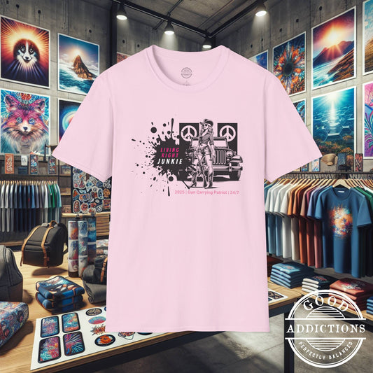 Living Right T-Shirt – “Cowgirl, Jeep & Peace” Bold Western Tee for Strong Women, Country Souls & Wild Spirits