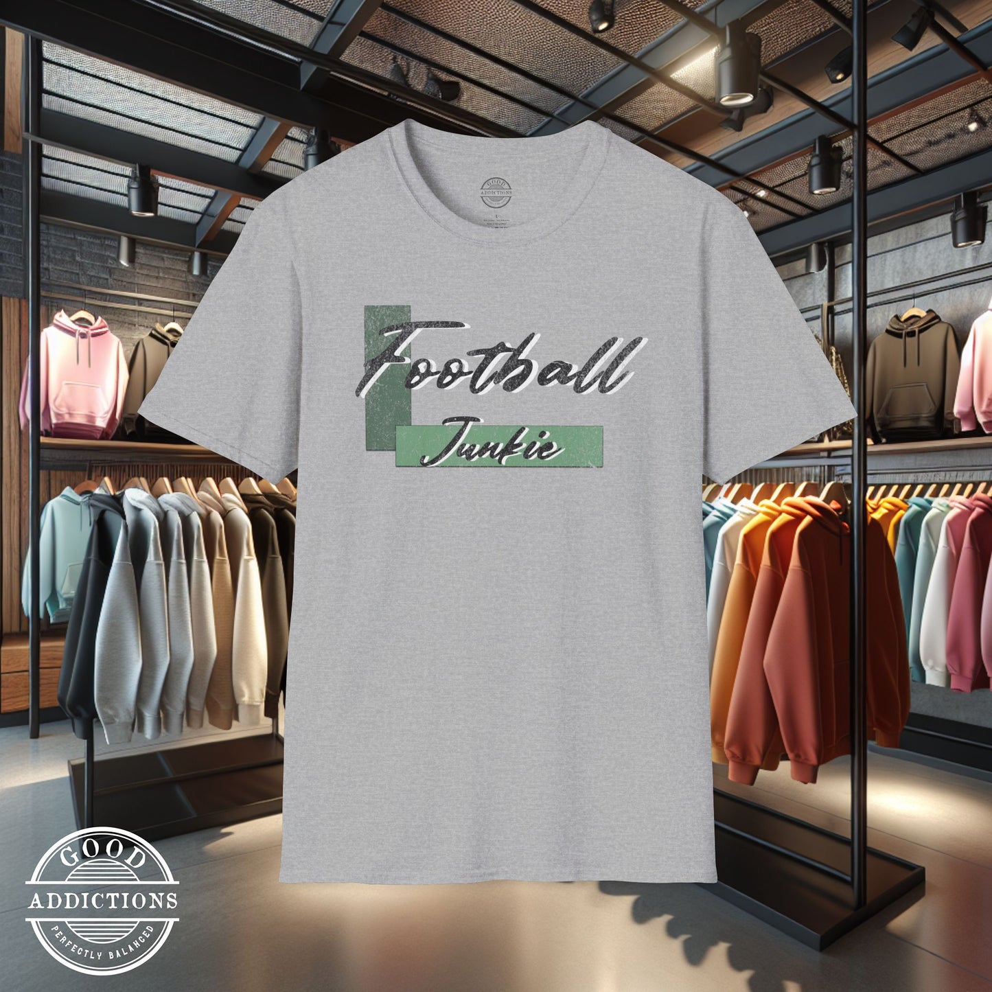 Football Junkie T-Shirt – Game Day Tee for Players, Fans, Coaches & Fantasy Football Addicts