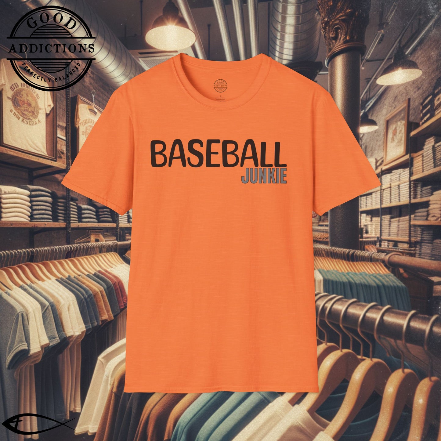 Baseball Junkie T-Shirt – “Diamond Obsessed” Good Addictions Tee for Players, Fans & Game Day Diehards