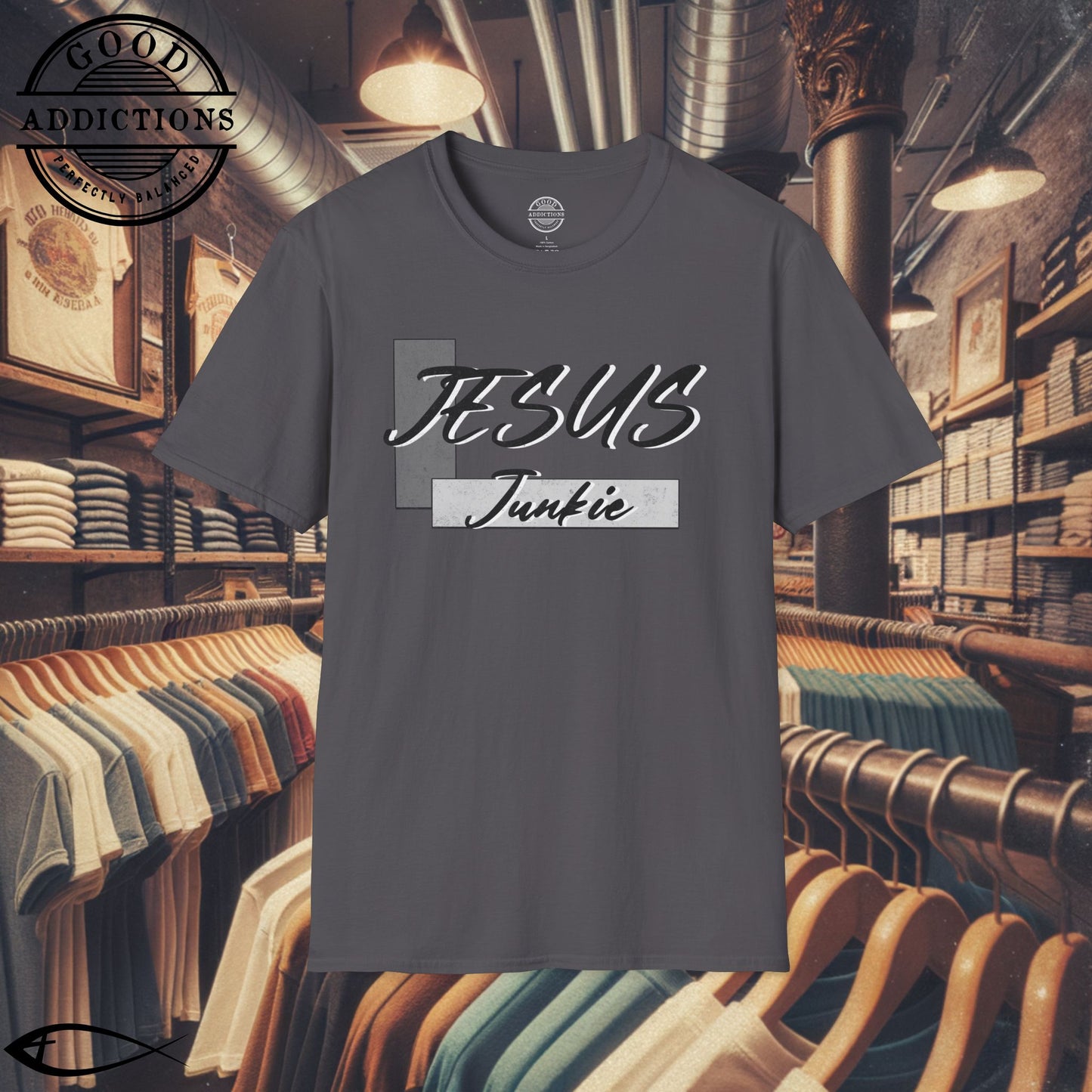 Jesus Junkie T-Shirt – Bold Christian Faith Tee for Believers, Worshippers & Kingdom-Minded Souls