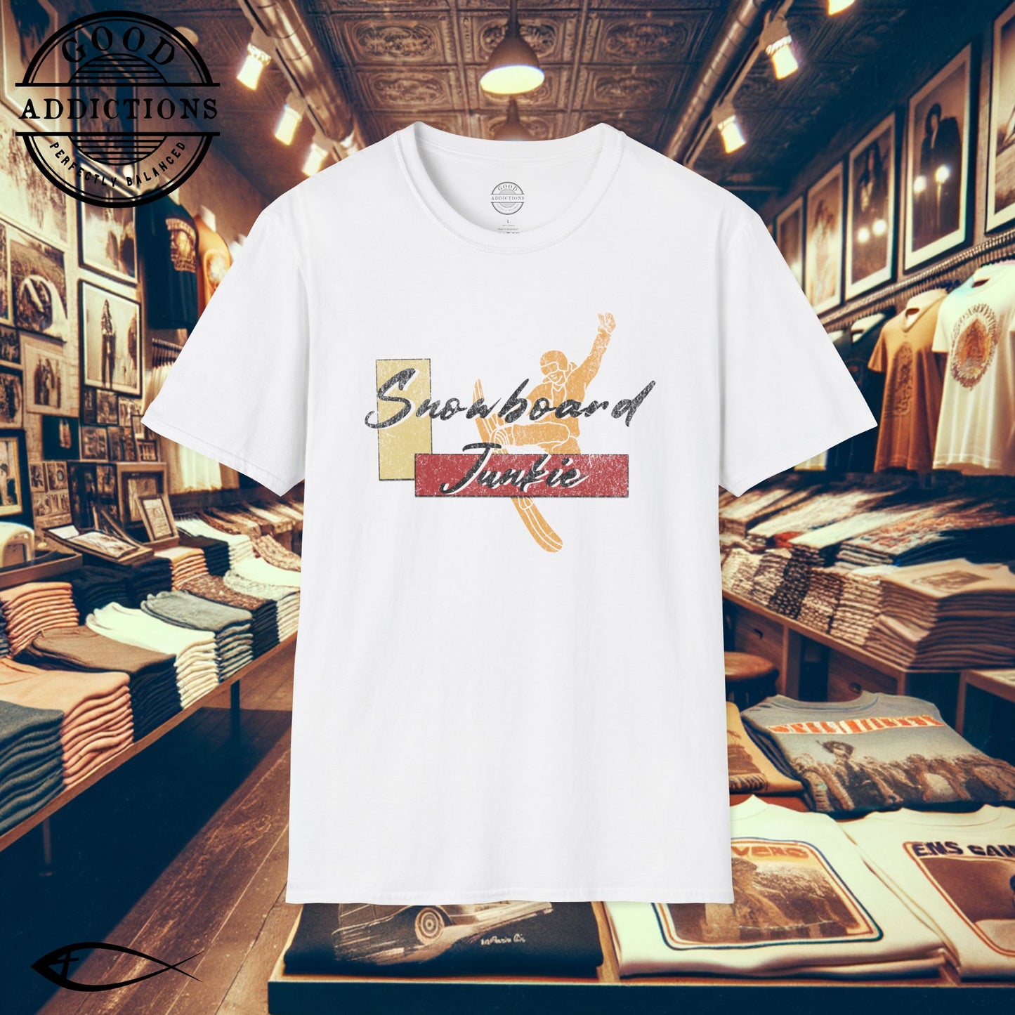 Snowboard Junkie T-Shirt – Shred-Ready Graphic Tee for Riders, Powder Addicts & Mountain Vibes